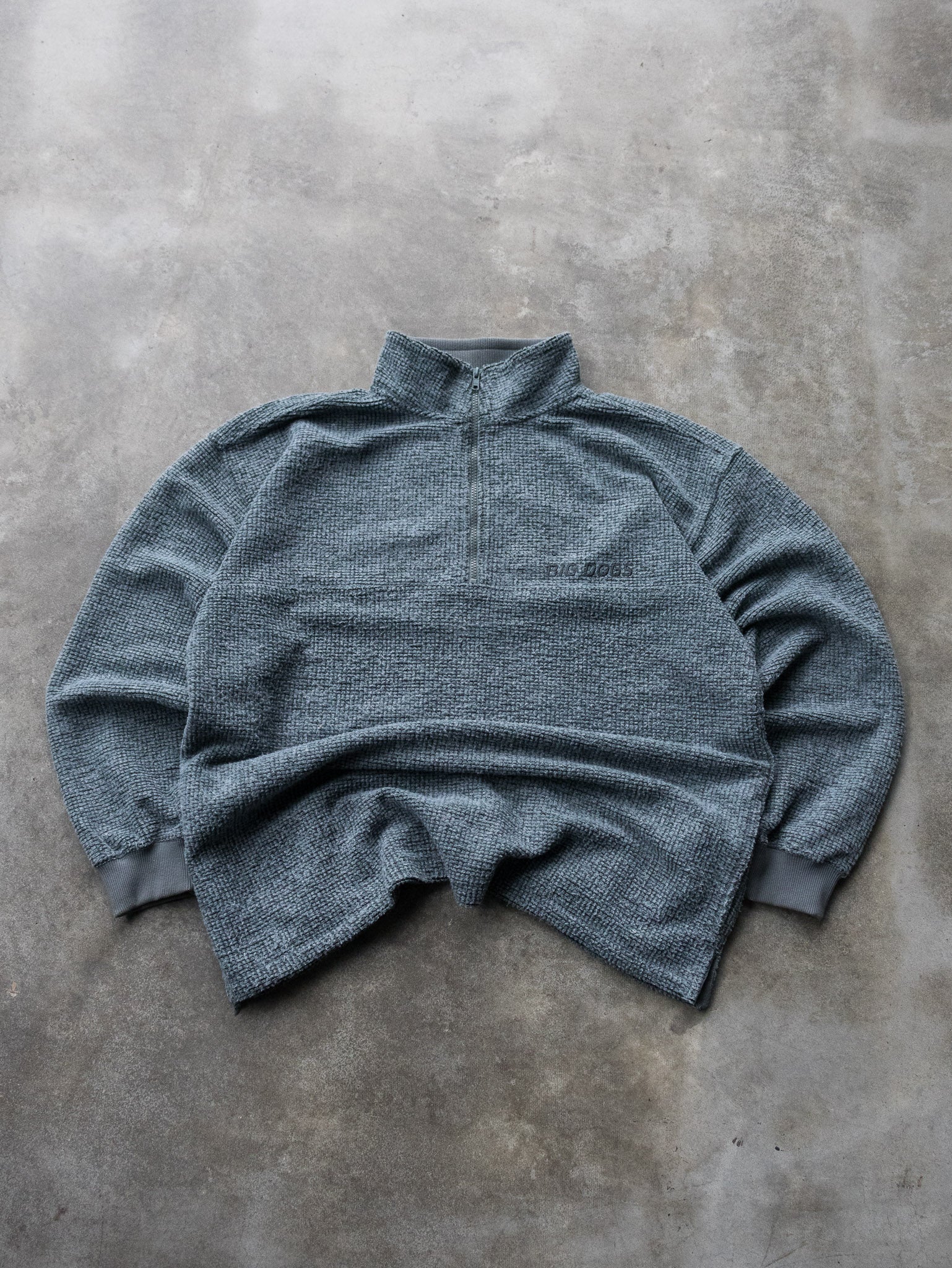 Vintage 00s Big Dogs Quarter Zip Waffle Sweatshirt (M)