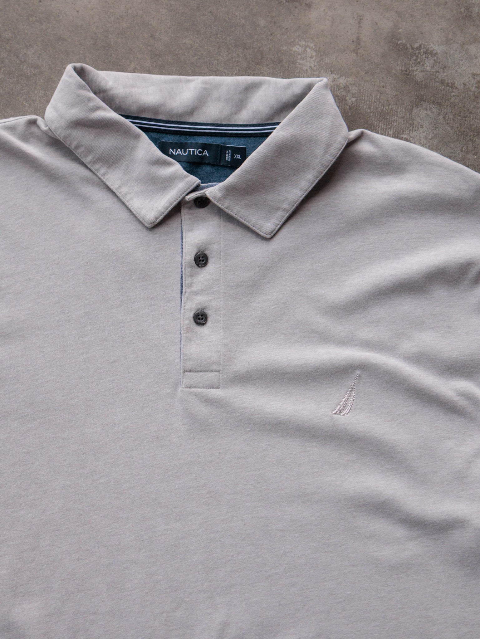 Vintage Grey Nautica Long Sleeve Polo Shirt (2XL)