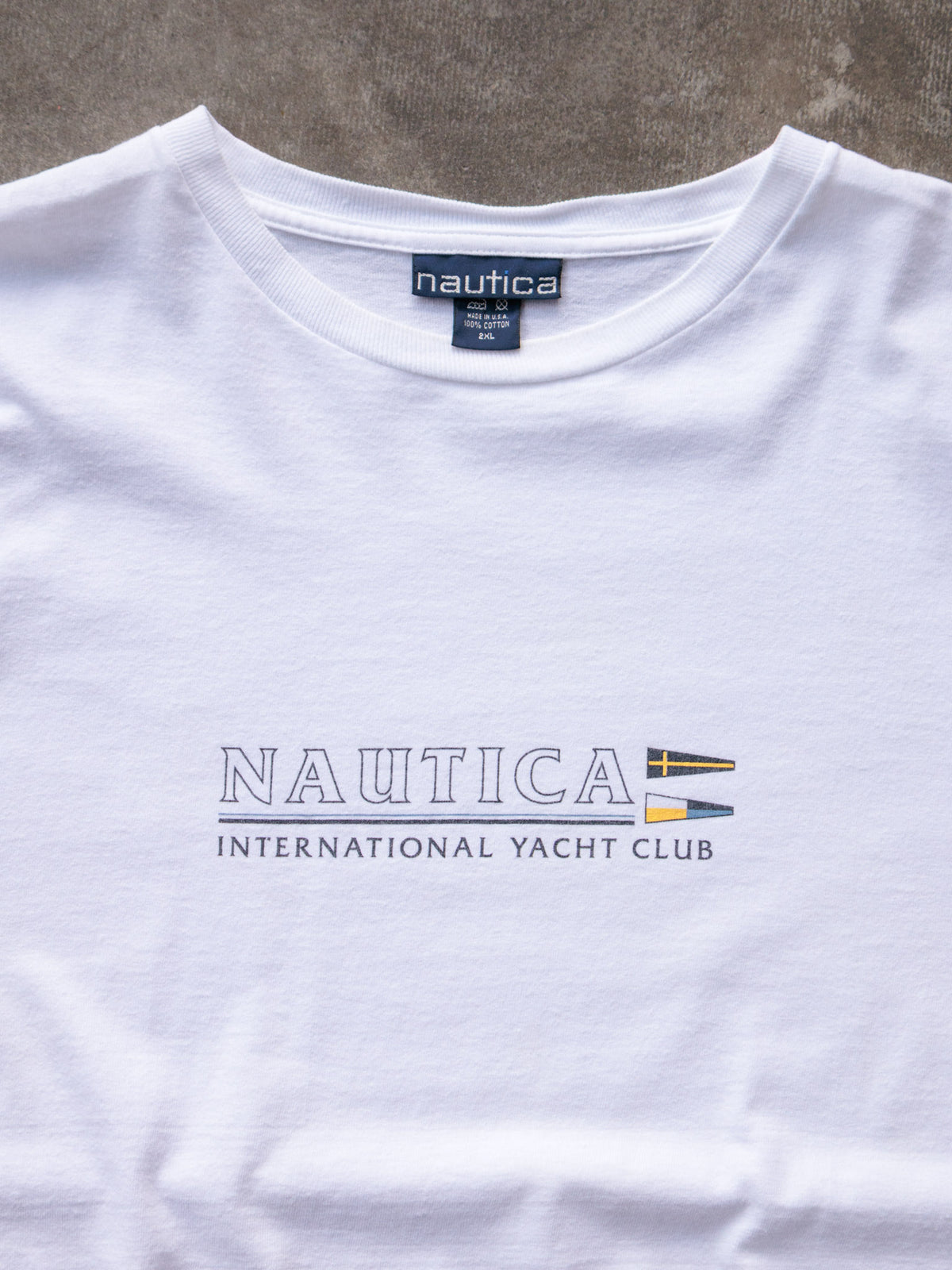 Vintage 90s White Nautica International Yacht Club Tee (2XL)