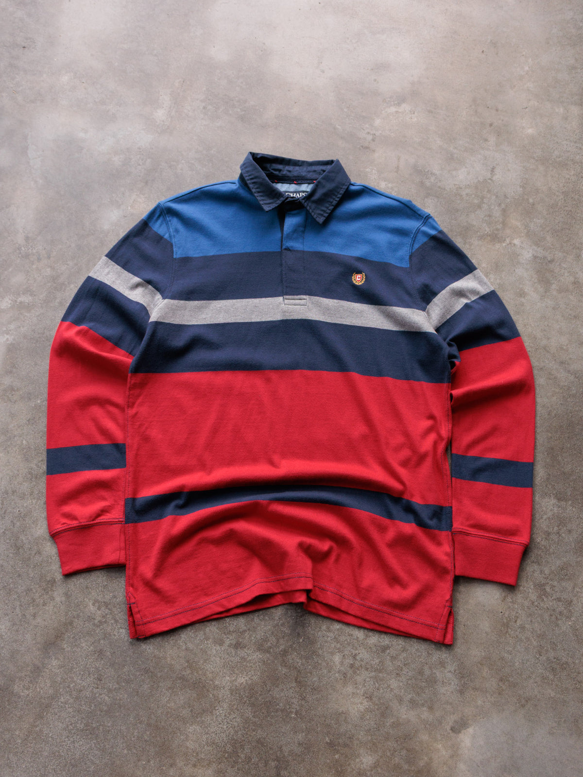 Vintage 00s Red Striped Chaps Rugby Shirt (S)
