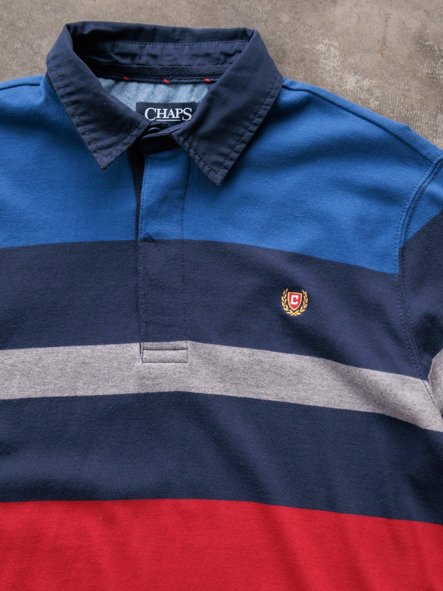 Vintage 00s Red Striped Chaps Rugby Shirt (S)