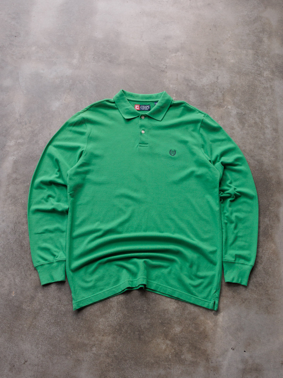 Vintage 00s Green Chaps Long Sleeve Polo Shirt (M)