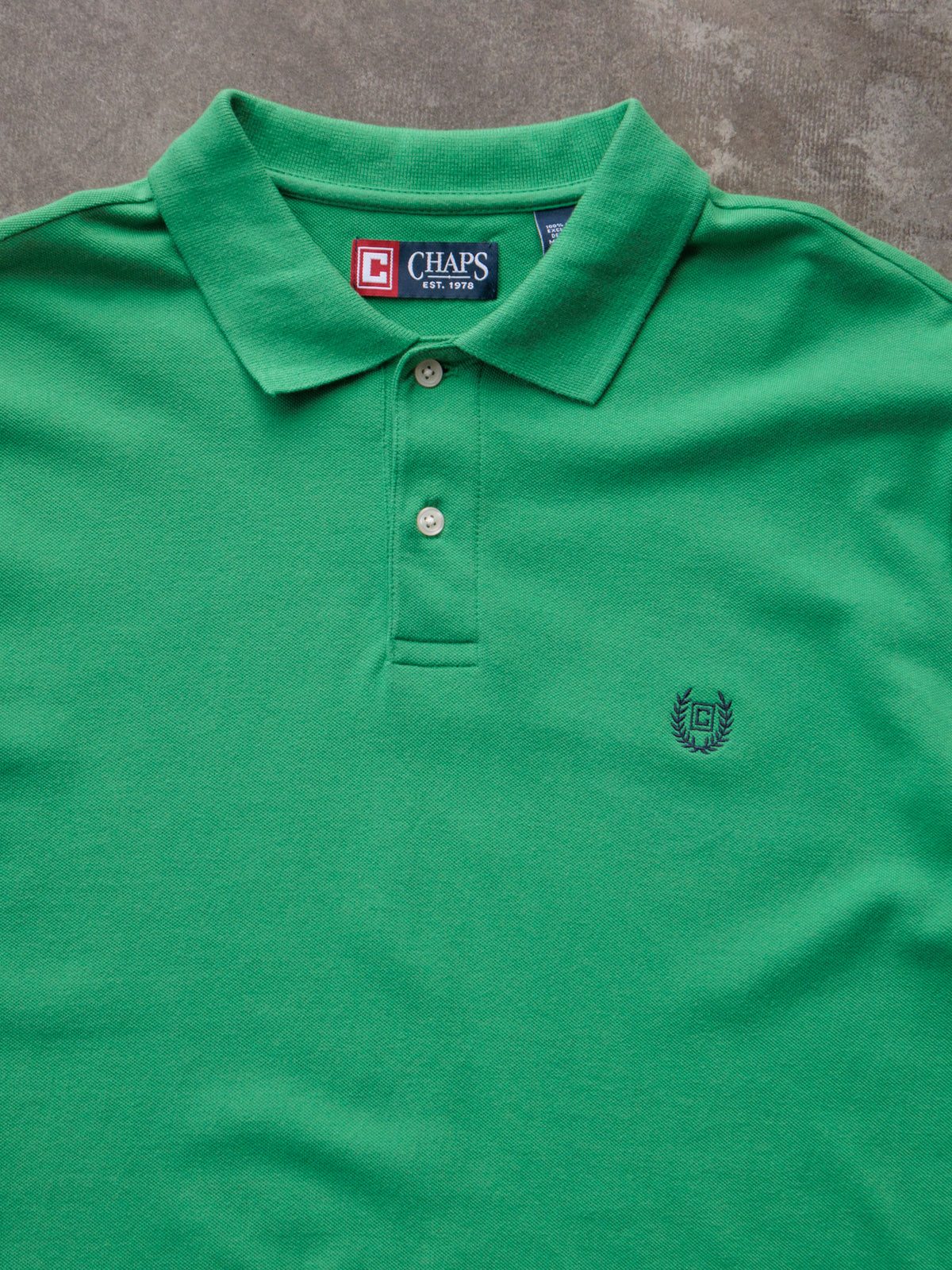 Vintage 00s Green Chaps Long Sleeve Polo Shirt (M)