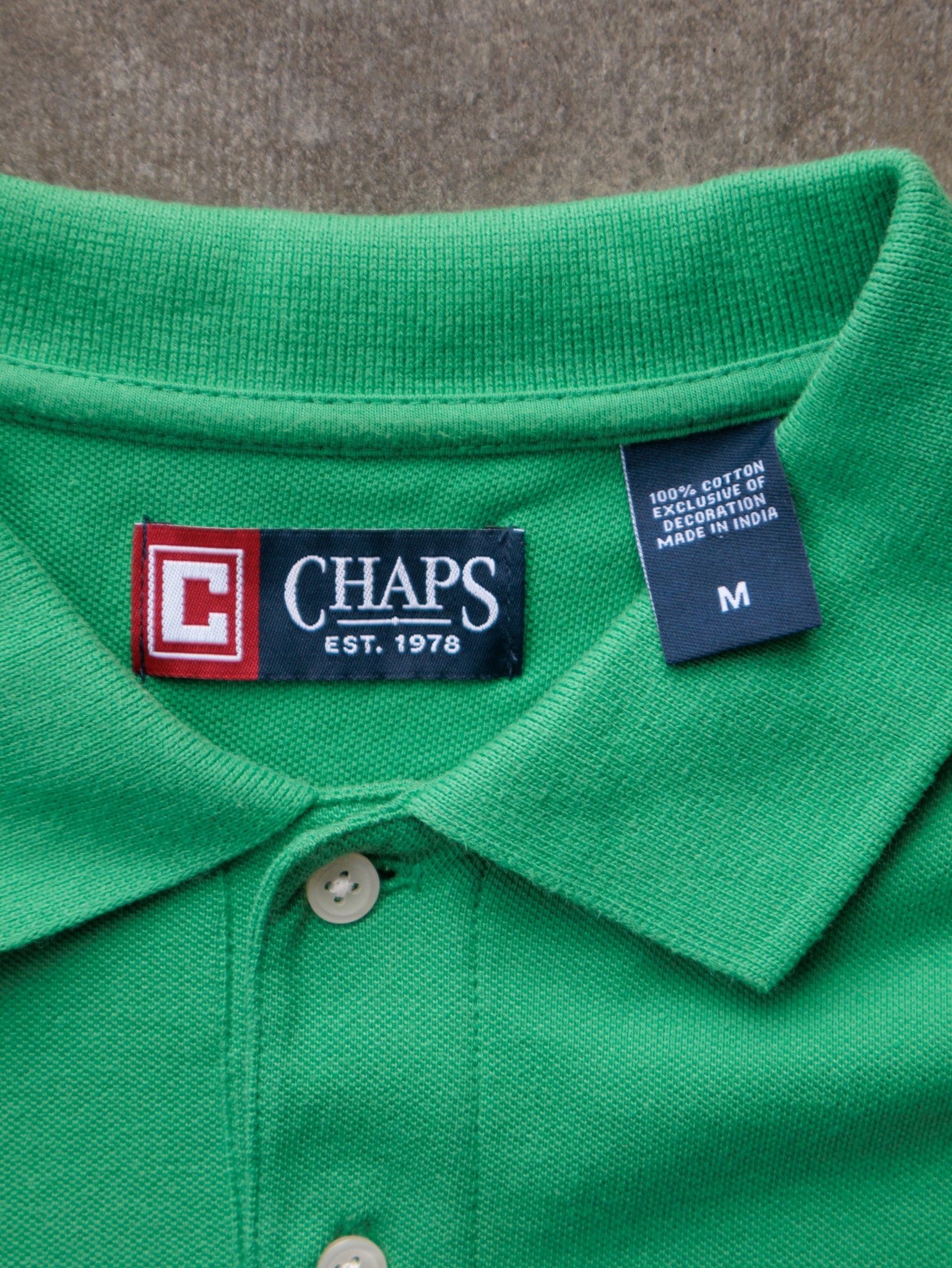 Vintage 00s Green Chaps Long Sleeve Polo Shirt (M)