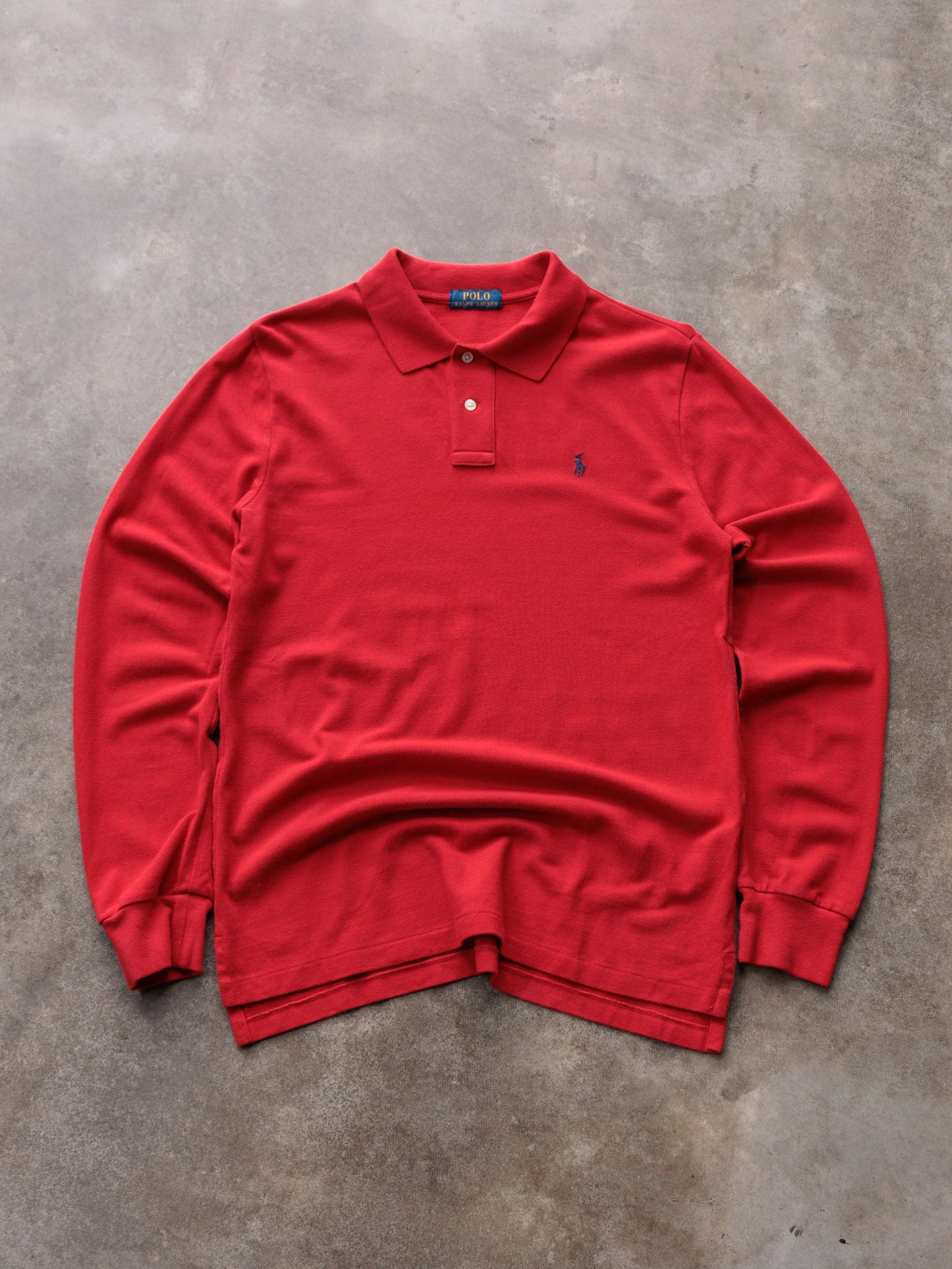 Vintage Red Polo Ralph Lauren Long Sleeve Polo Shirt (L)