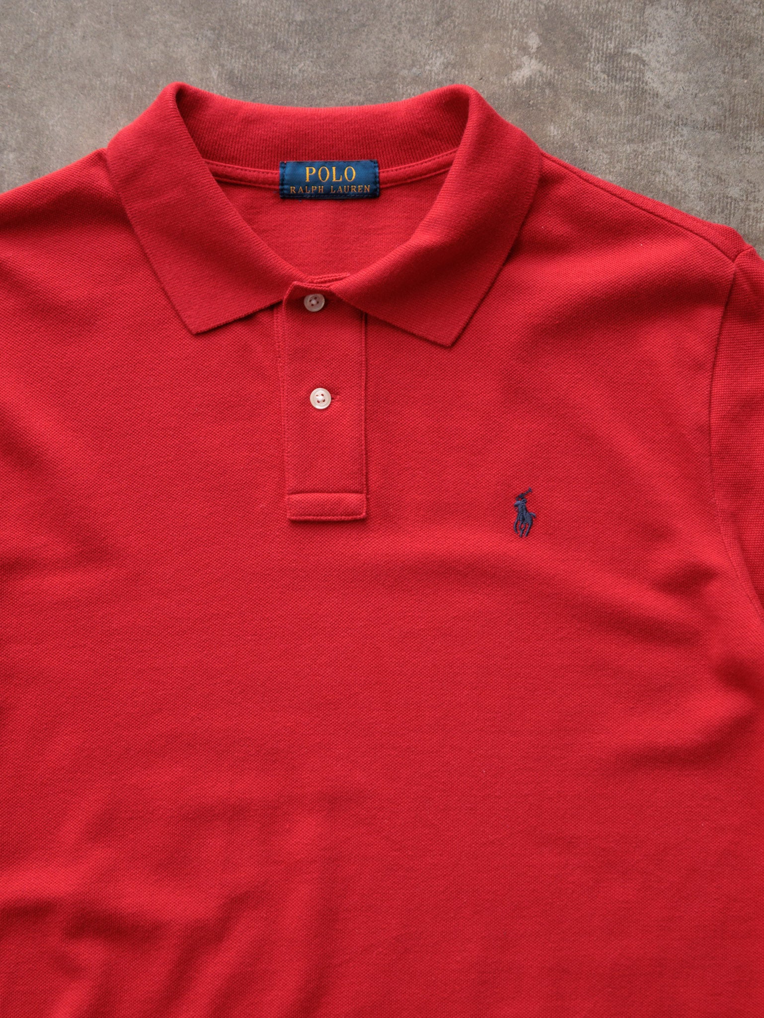 Vintage Red Polo Ralph Lauren Long Sleeve Polo Shirt (L)