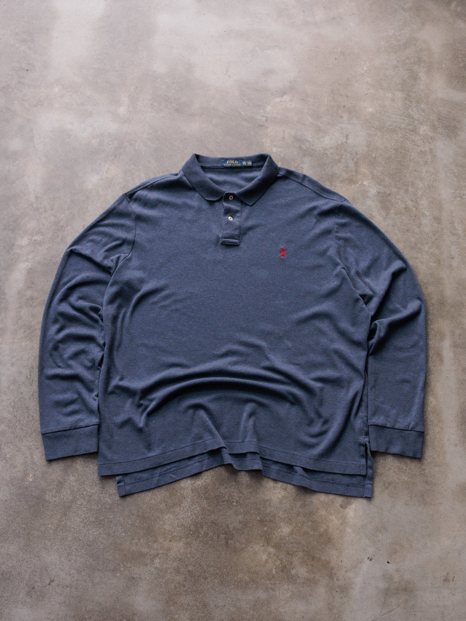 Vintage Navy Ralph Lauren Long Sleeve Polo Shirt (2XL)
