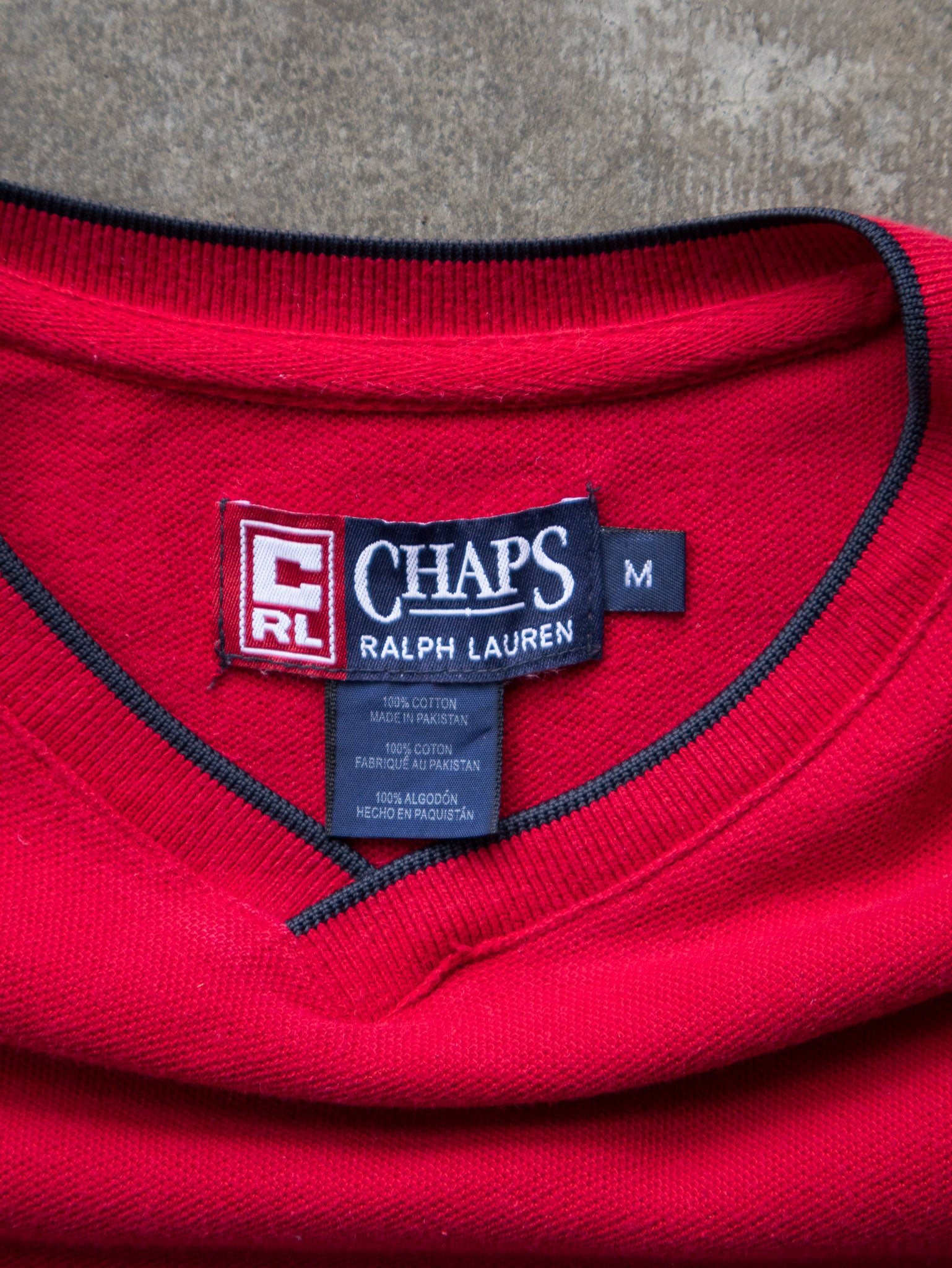 Vintage 00s Red Chaps Ralph Lauren Striped Tee (M)