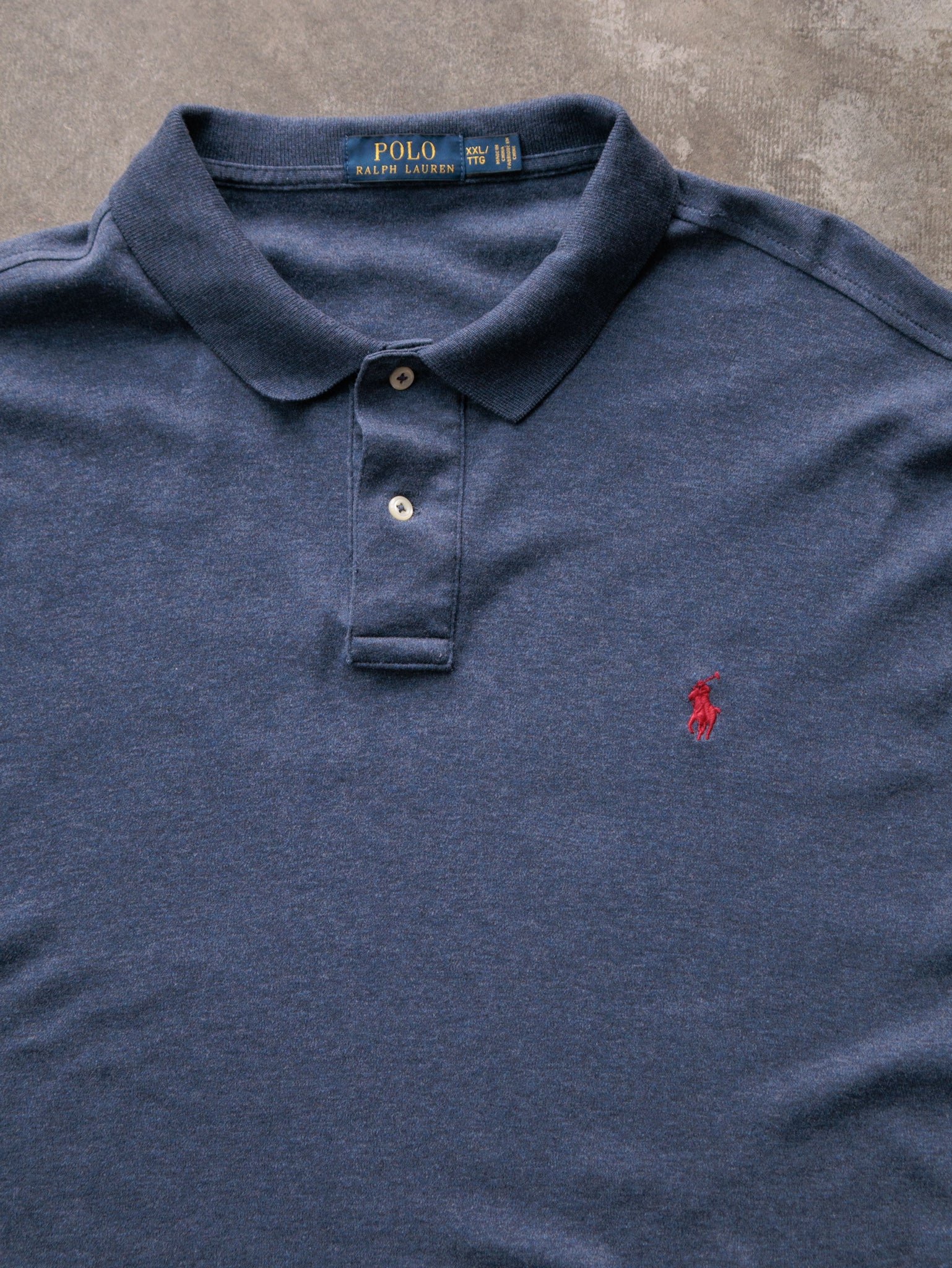 Vintage Navy Ralph Lauren Long Sleeve Polo Shirt (2XL)