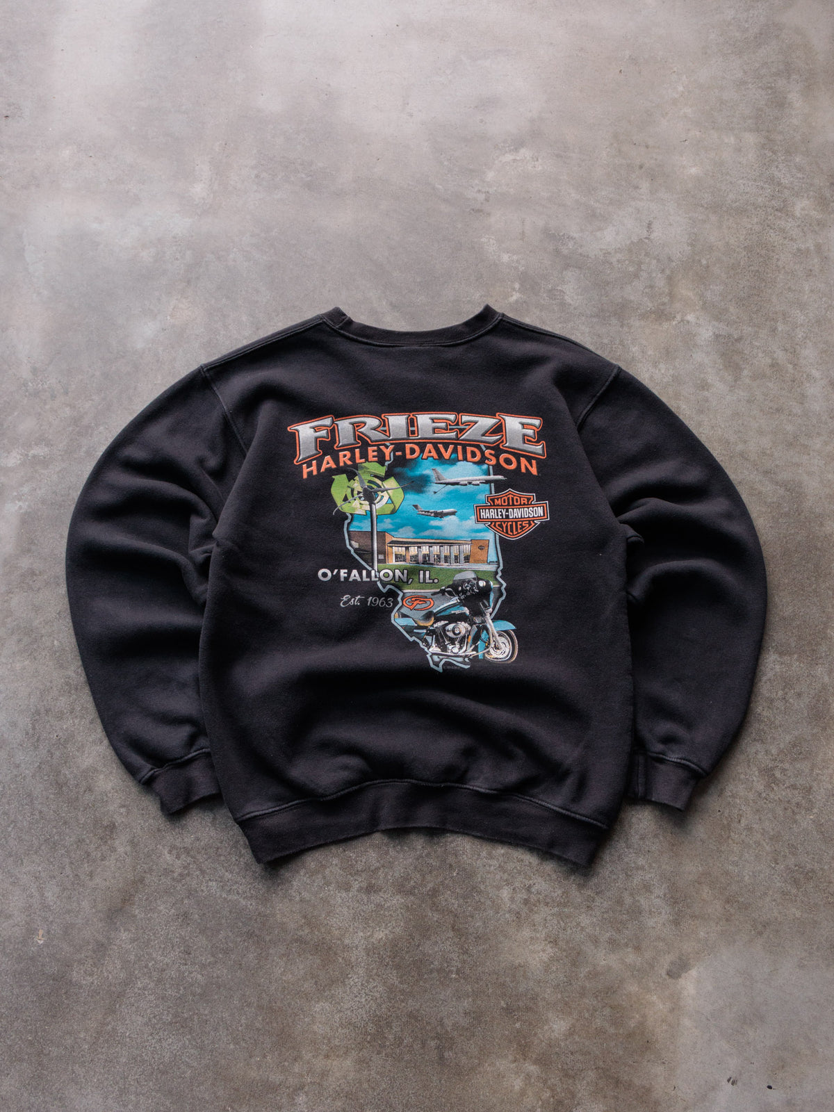 Vintage Black Harley-Davidson O'Fallon Illinois Sweatshirt (S)