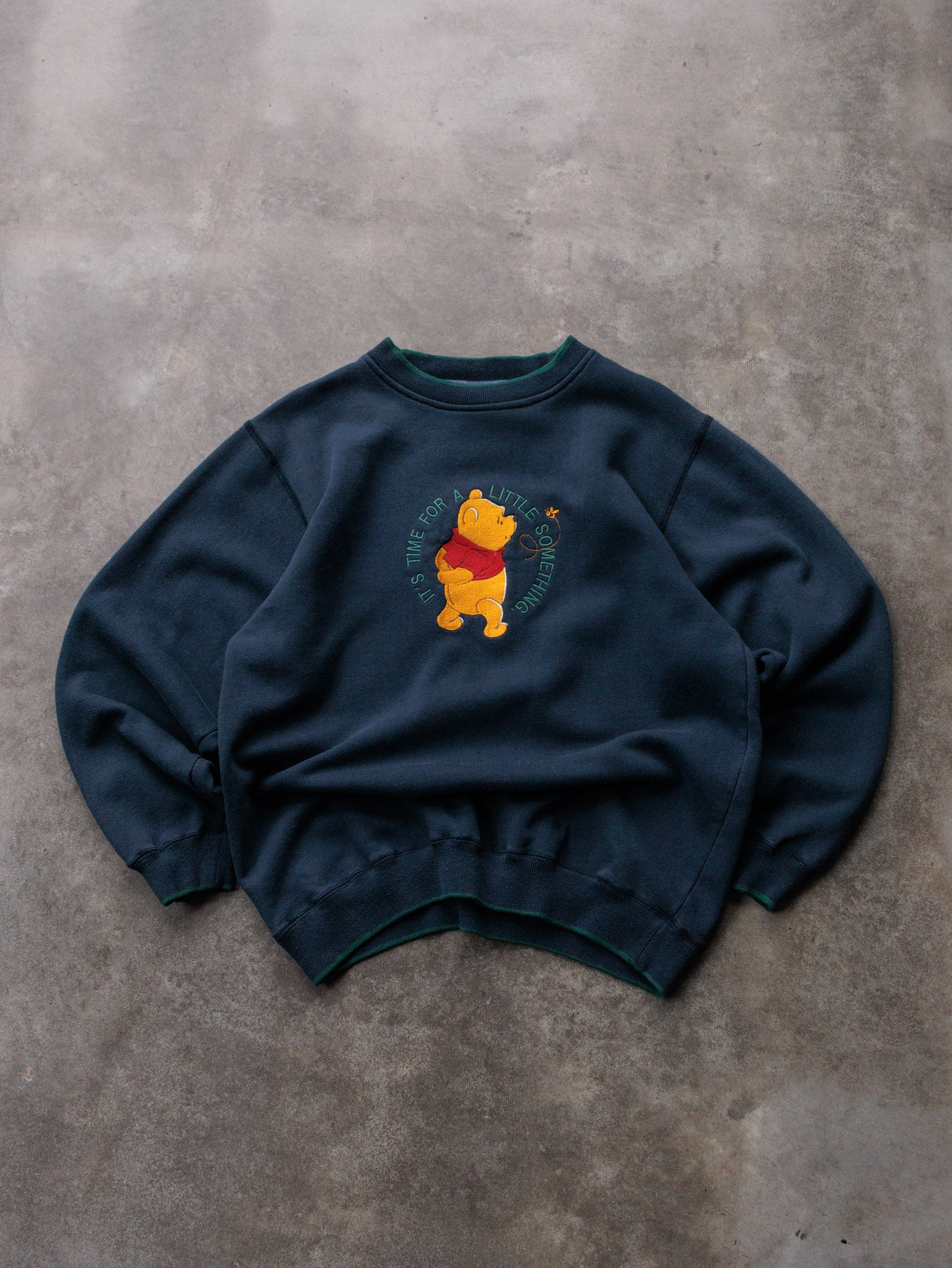 Vintage 90s Navy Disney Winnie The Pooh Slogan Sweatshirt (L)
