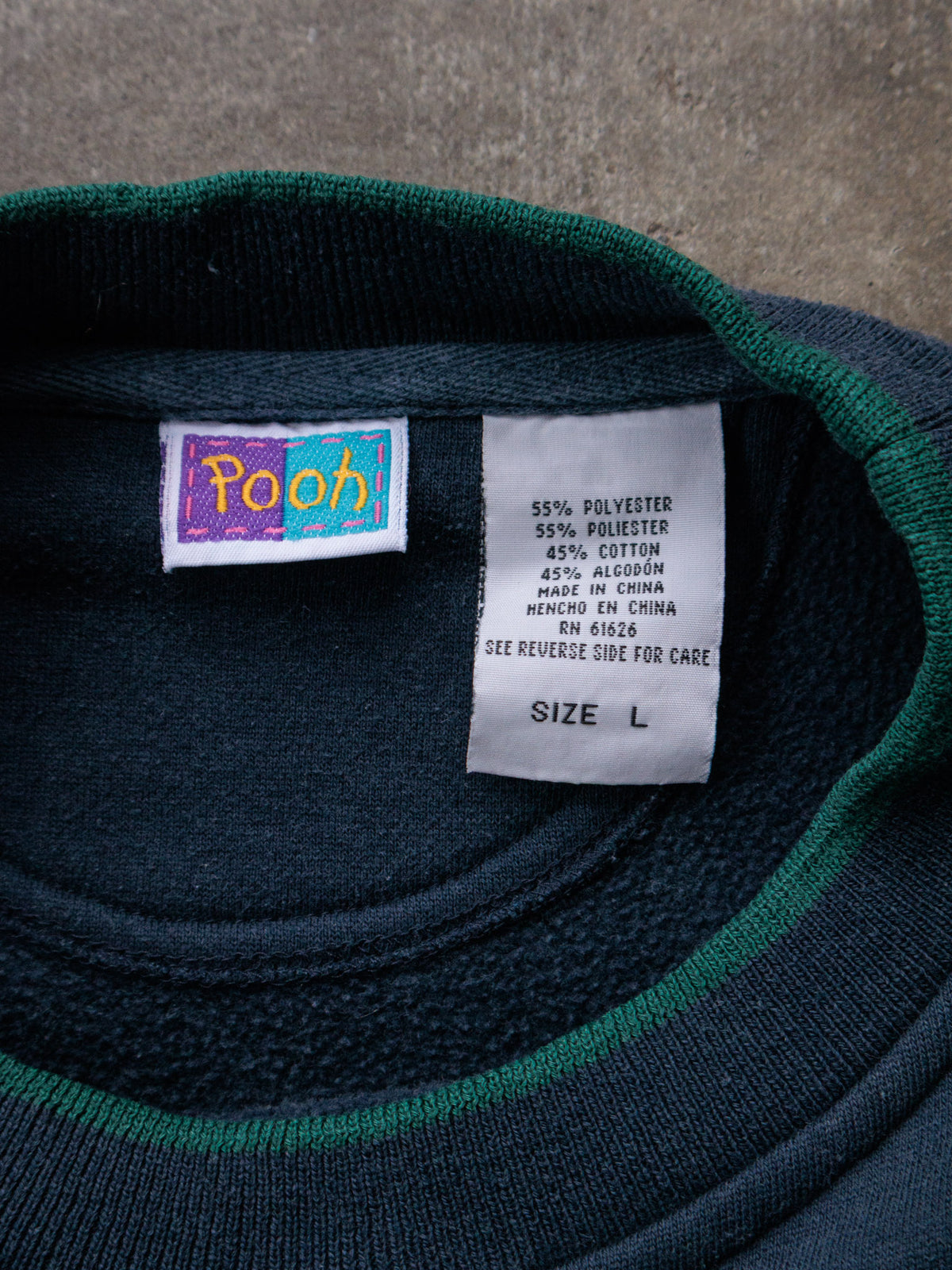 Vintage 90s Navy Disney Winnie The Pooh Slogan Sweatshirt (L)