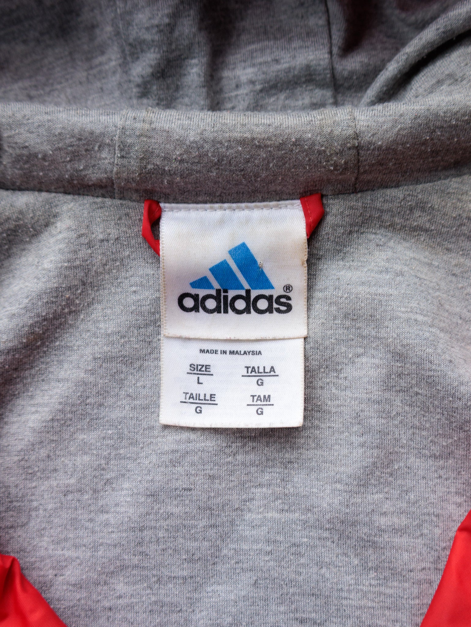 Vintage 90s Red & Navy Adidas Windbreaker Hoodie (L)