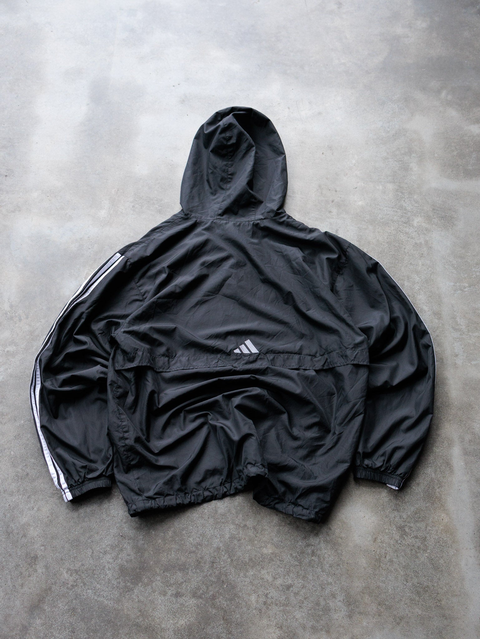 Vintage 00s Black Adidas Windbreaker Hoodie (L)