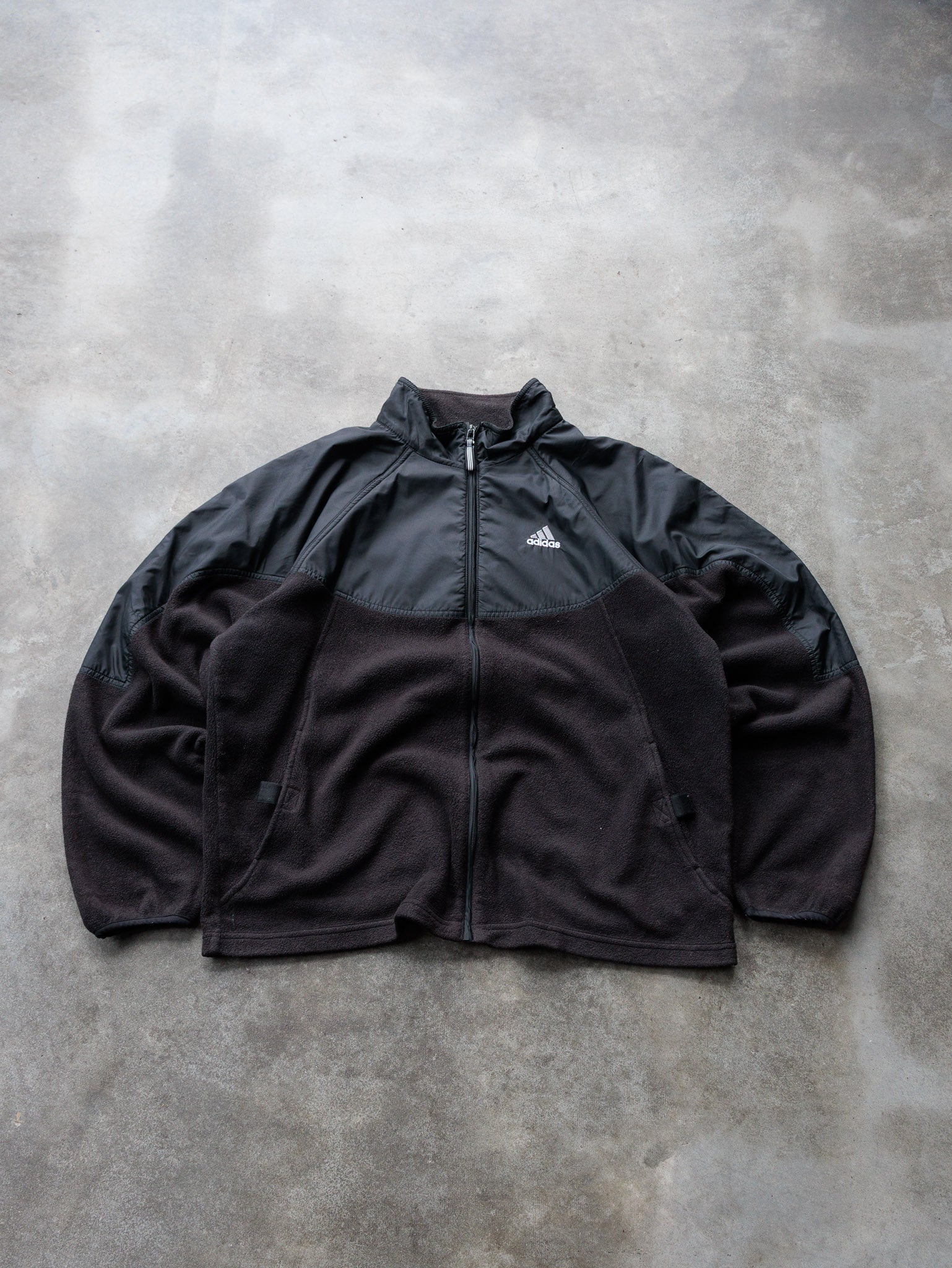 Vintage 00s Black Adidas Full Zip Fleece Jacket (L)