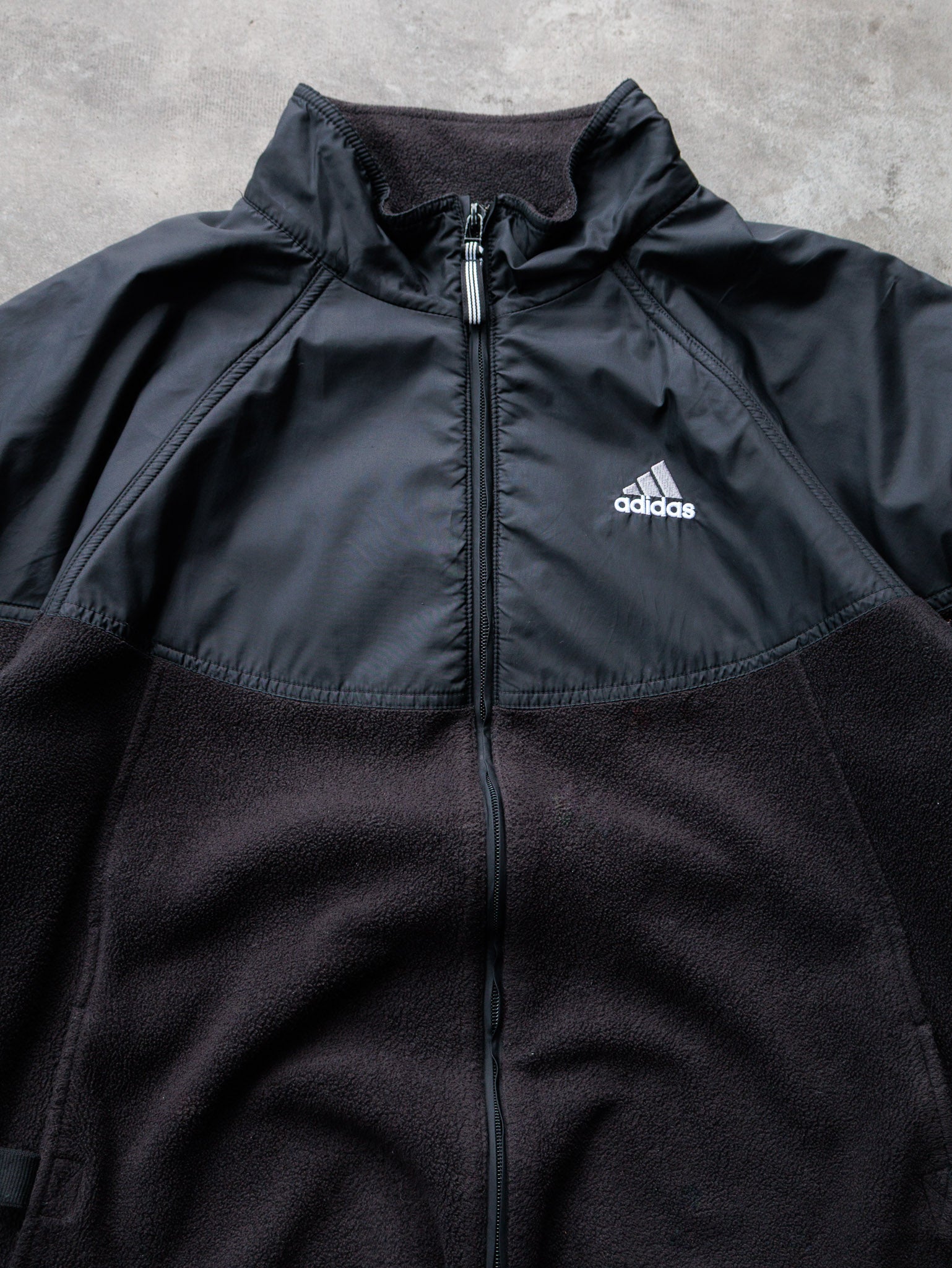 Vintage 00s Black Adidas Full Zip Fleece Jacket (L)