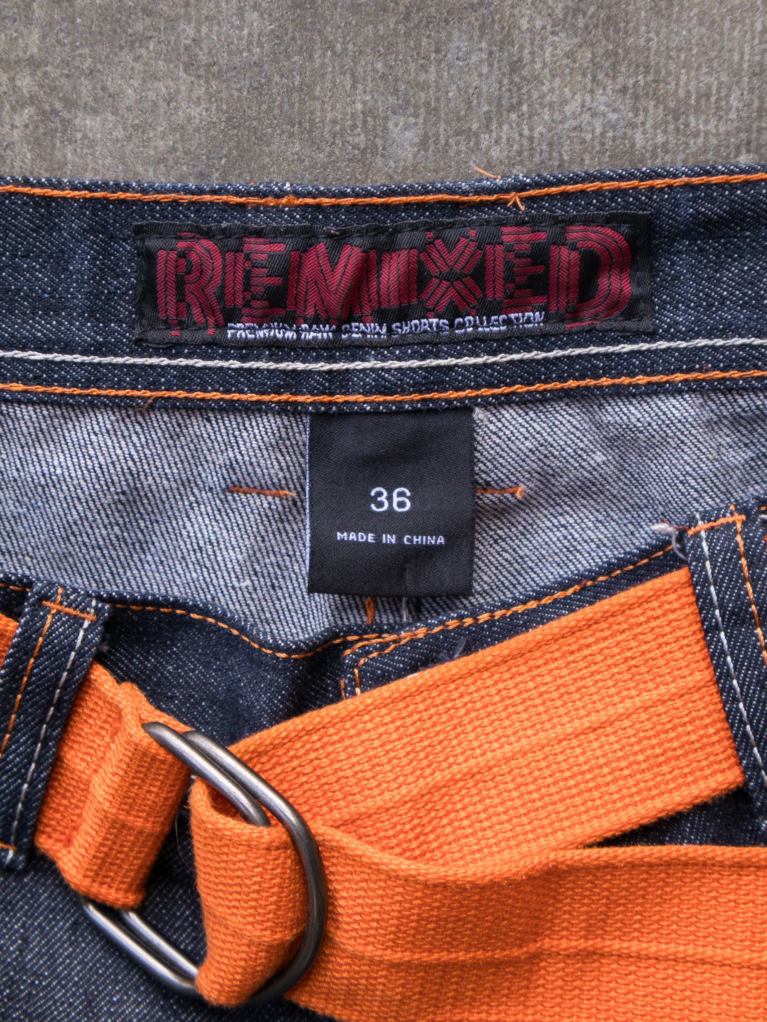 Vintage Dark Wash Remixed Denim Shorts (W36)