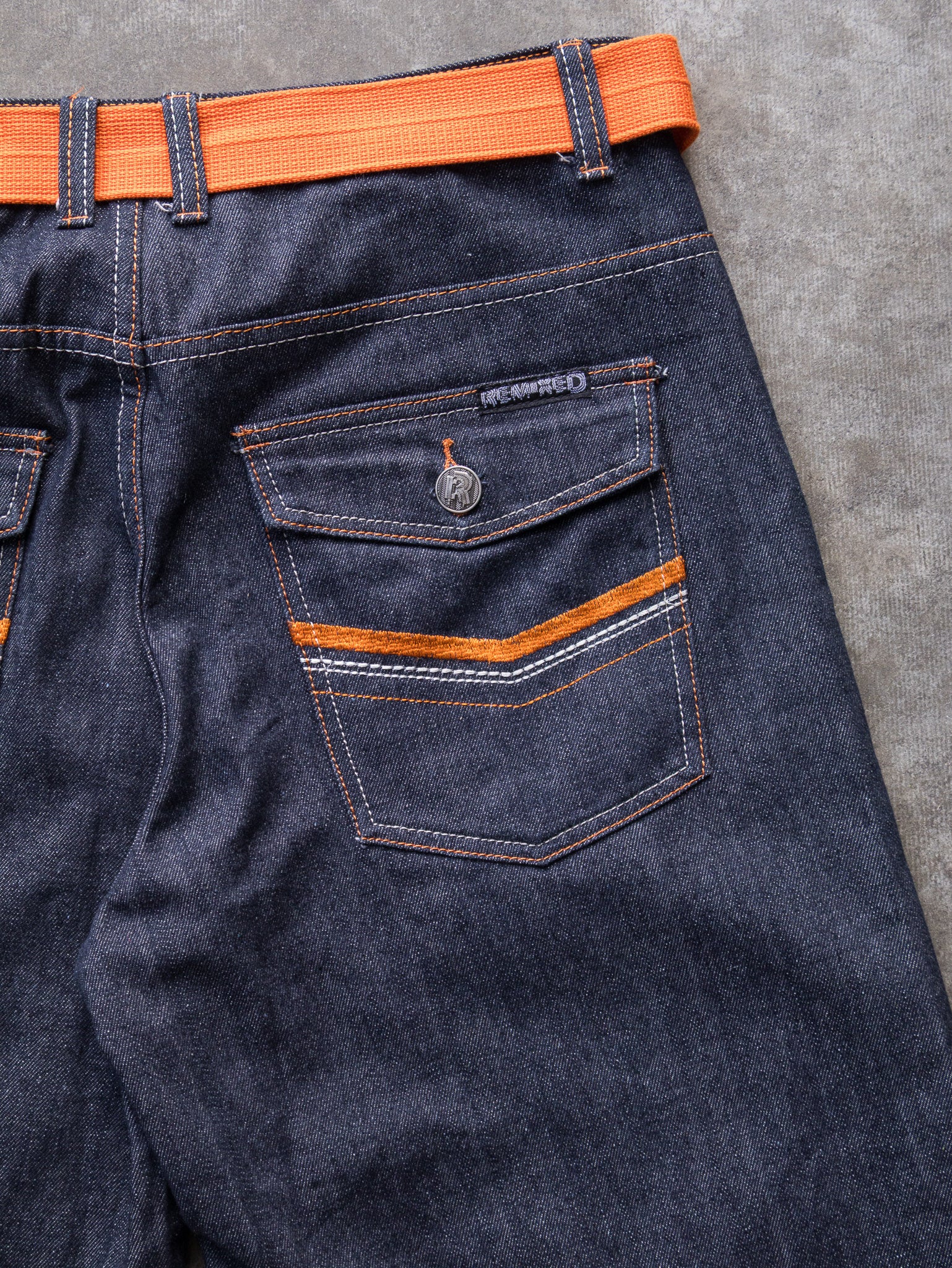 Vintage Dark Wash Remixed Denim Shorts (W36)