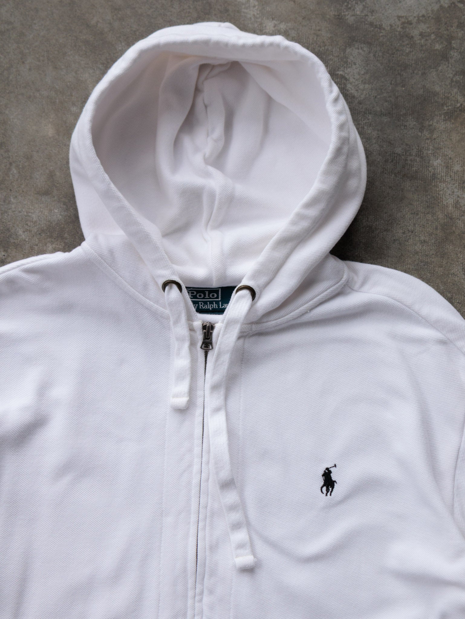 Vintage White Polo Ralph Lauren Full Zip Hoodie (M)