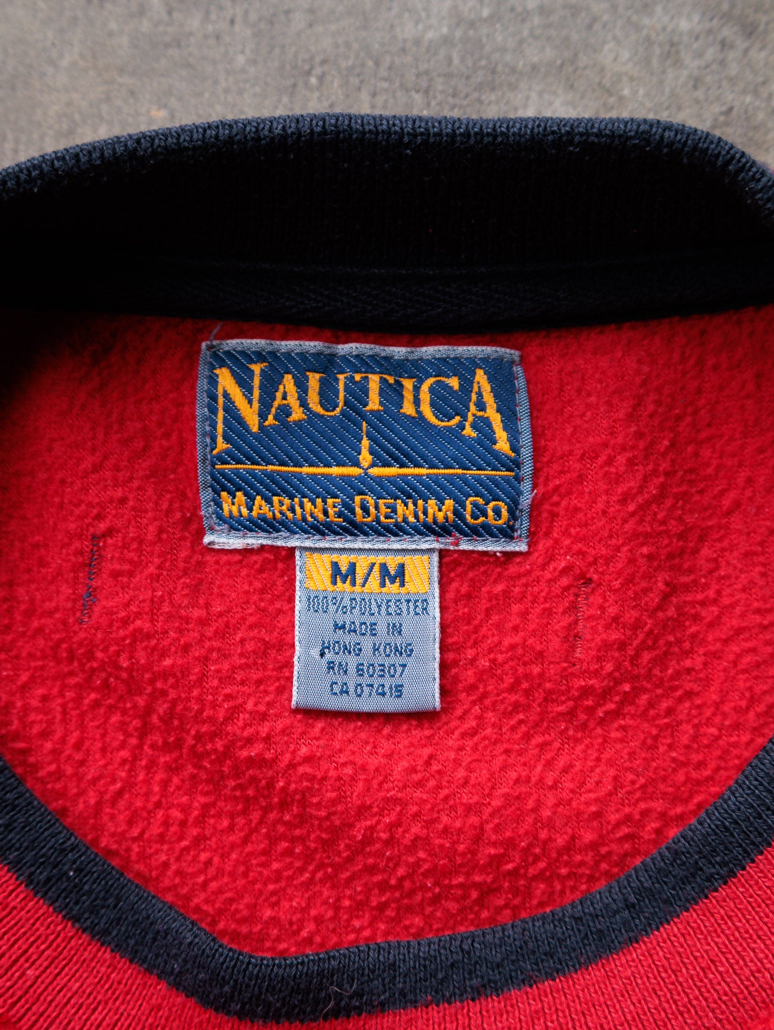 Vintage 90s Red Nautica Marine Denim Co. Fleece Sweatshirt (M)