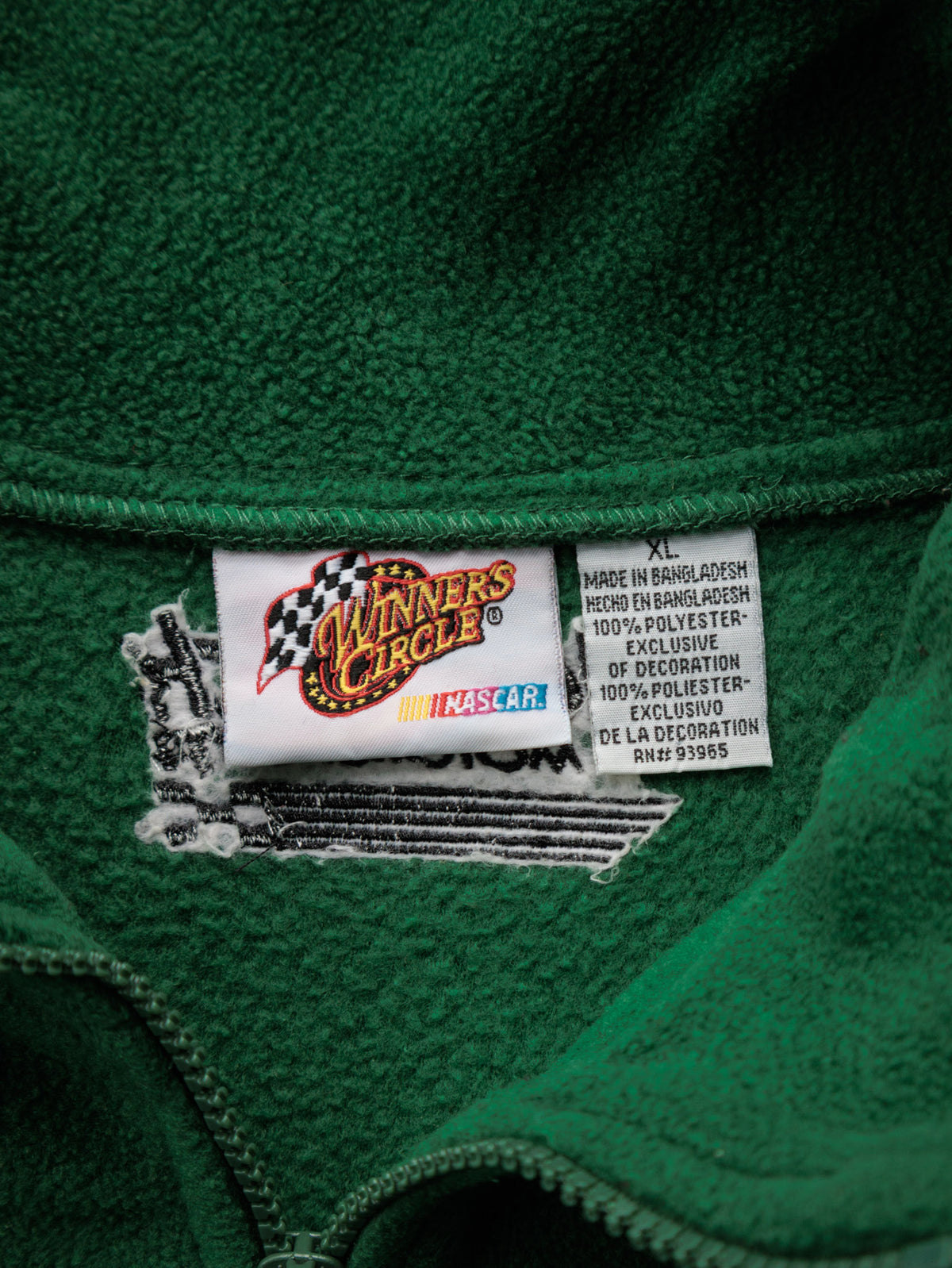 Vintage 00s Green NASCAR Dale Jr Colourblock Fleece Quarter Zip (XL)