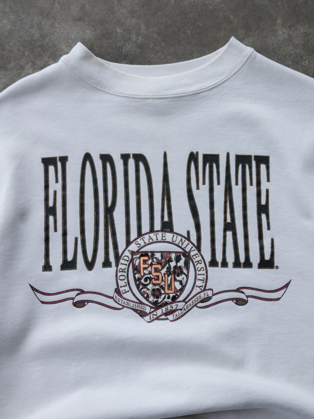 Vintage 90s White Florida State University Sweatshirt (XL)