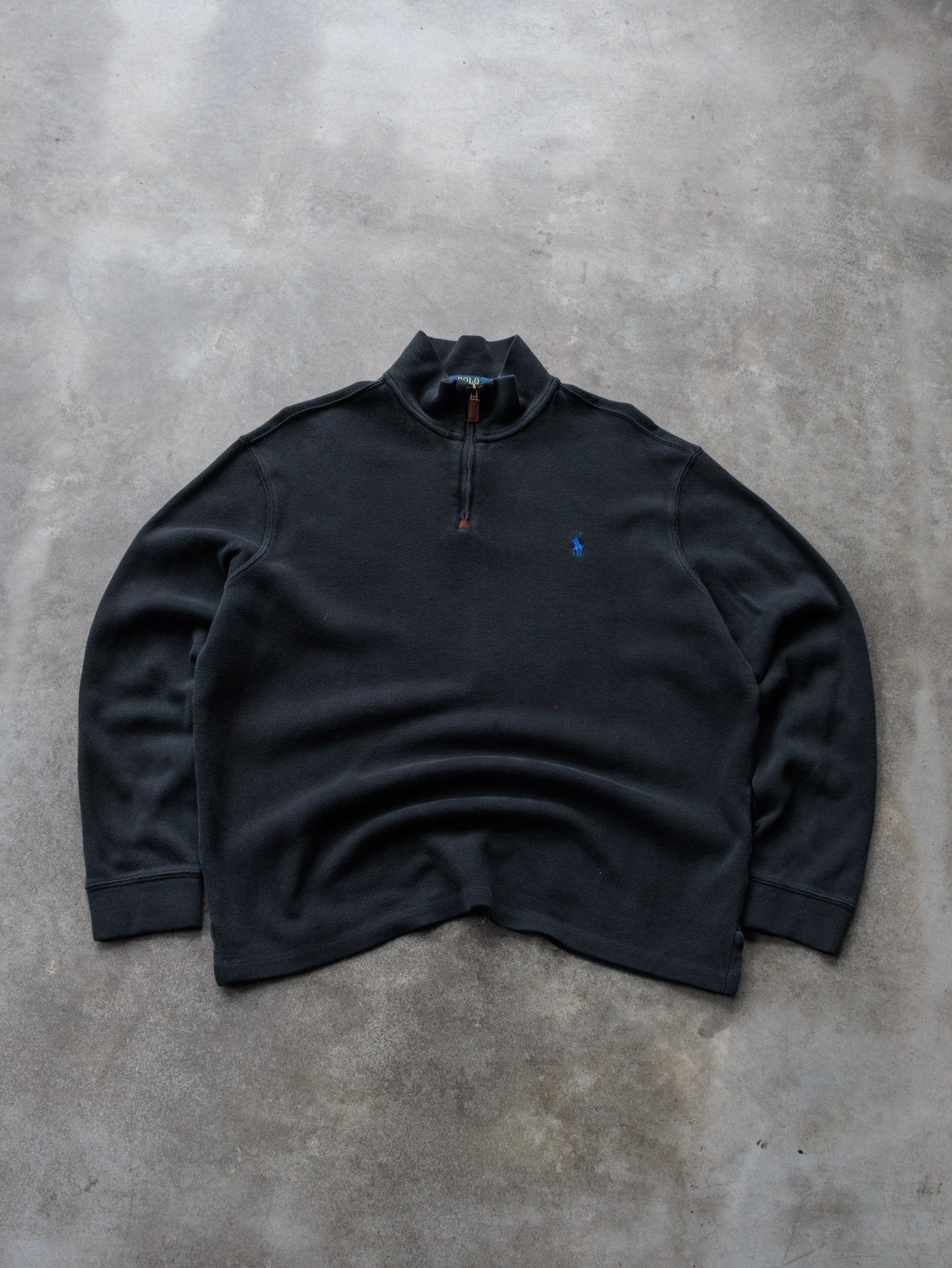 Vintage 00s Black Polo Ralph Lauren Fleece Quarter Zip (XL)