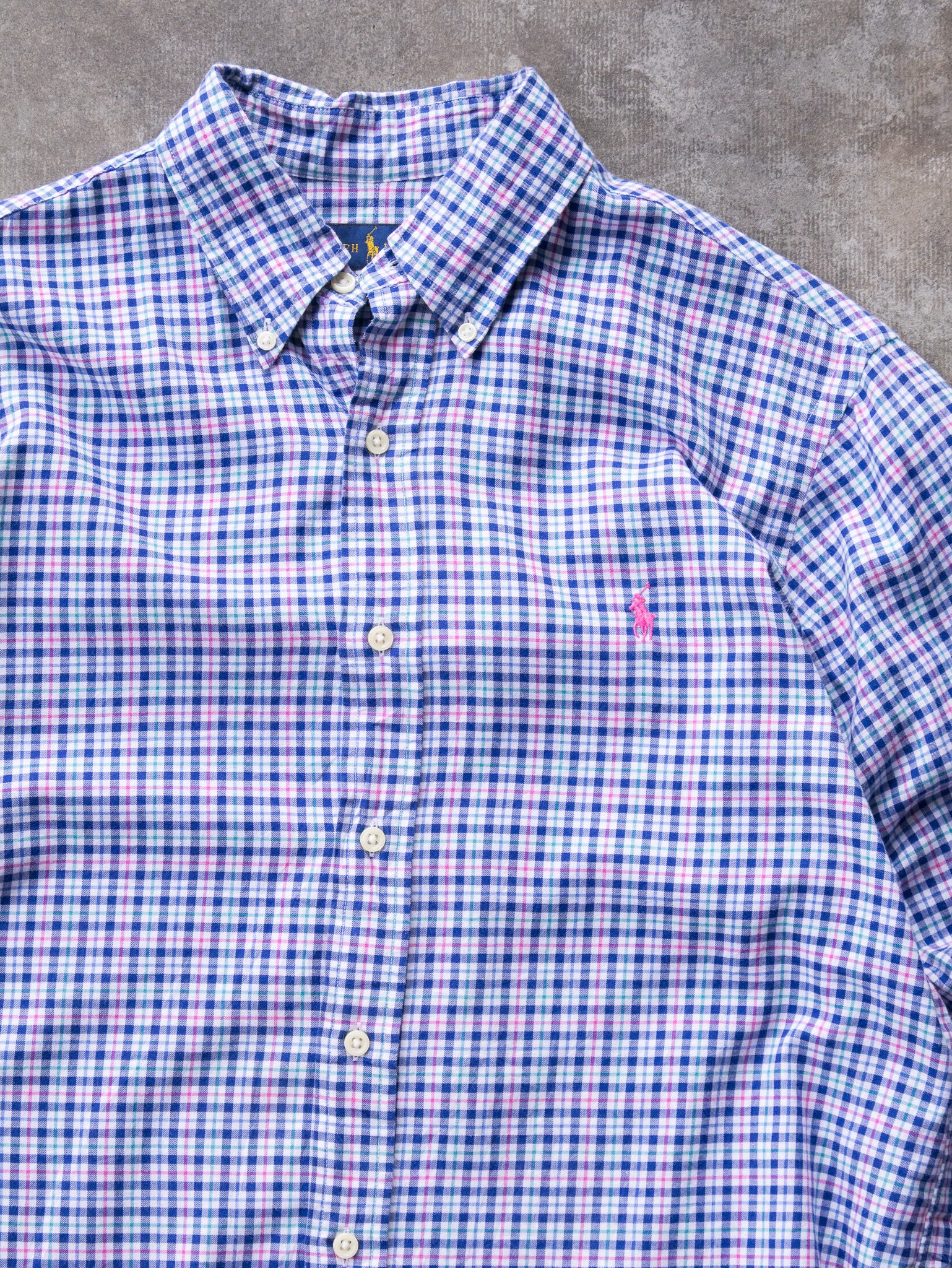 Vintage 00s Blue & Pink Ralph Lauren Plaid Shirt (M)
