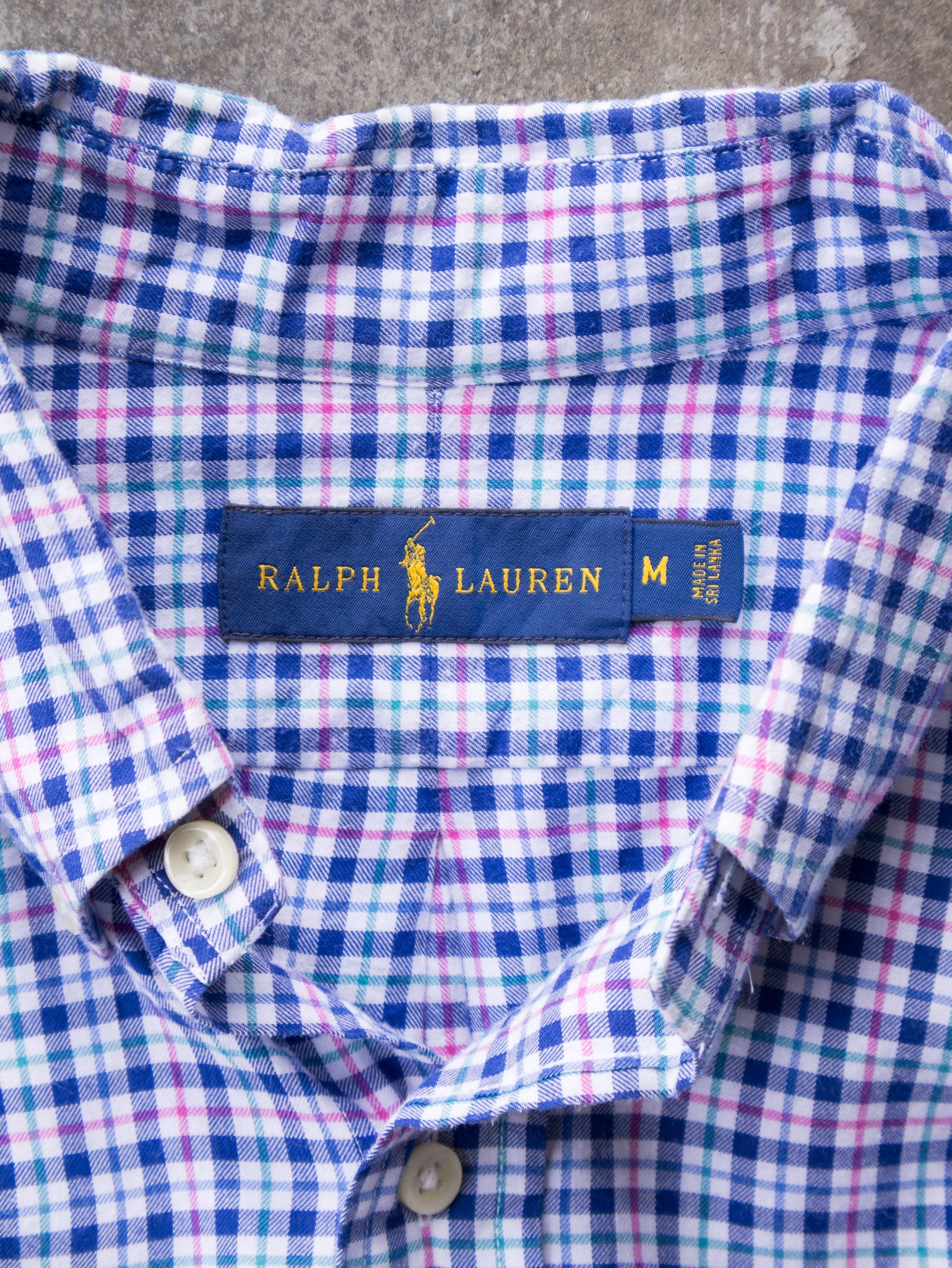 Vintage 00s Blue & Pink Ralph Lauren Plaid Shirt (M)
