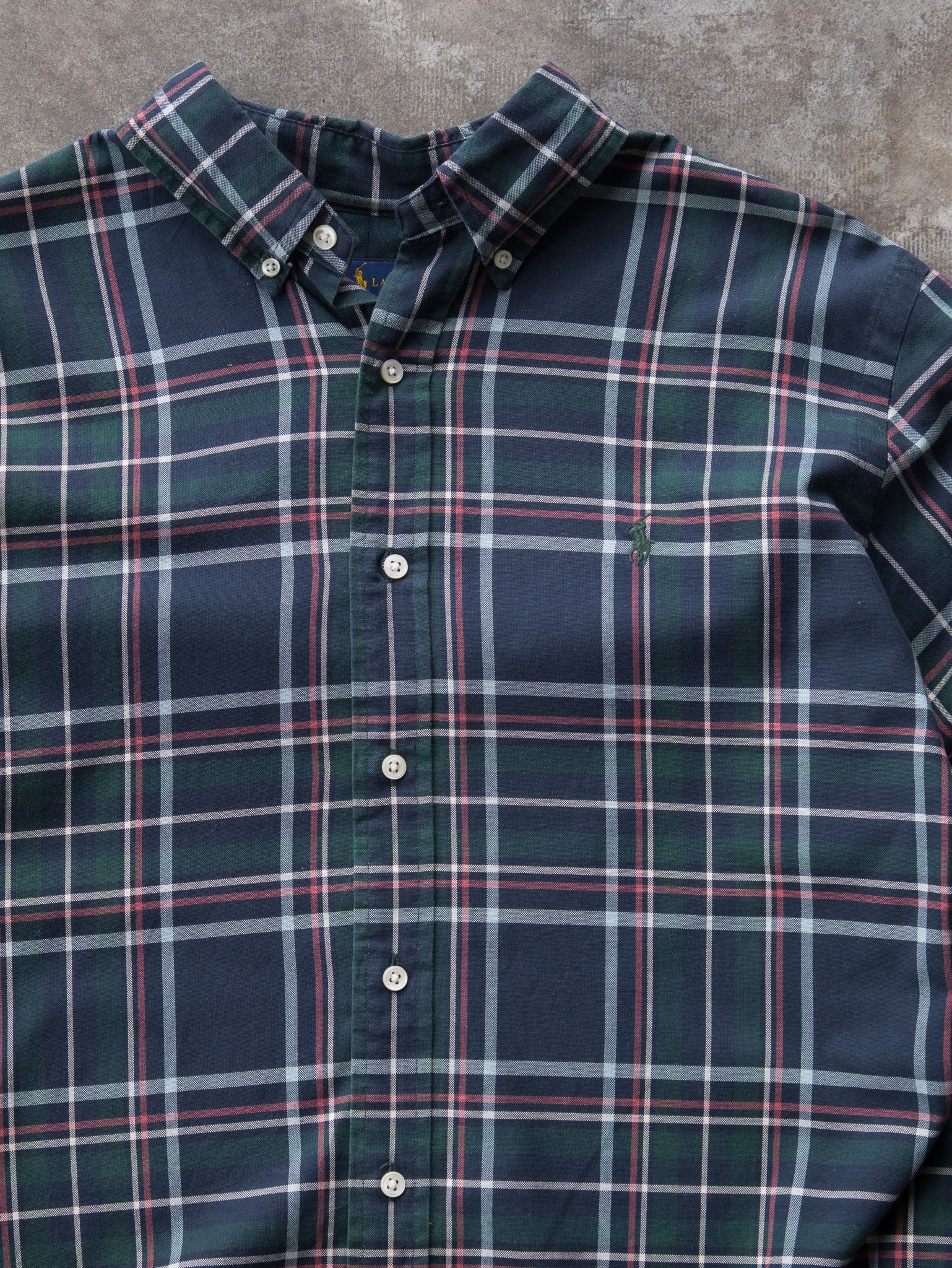 Vintage 00s Navy & Green Ralph Lauren Plaid Shirt (L)