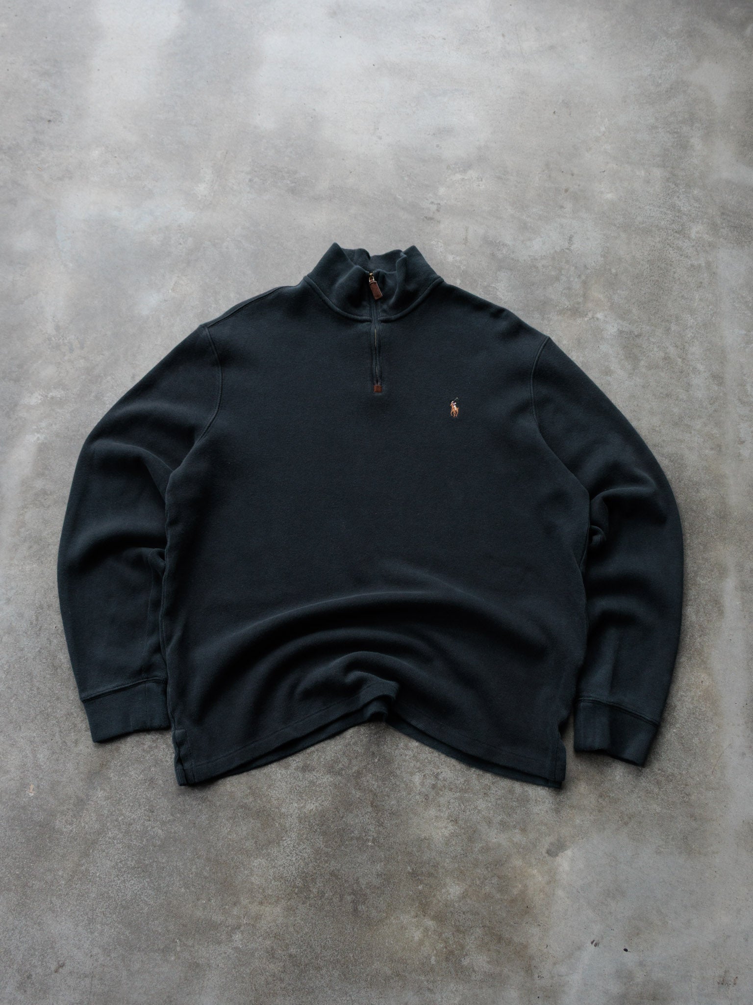 Vintage Black Polo Ralph Lauren Fleece Quarter Zip (L)