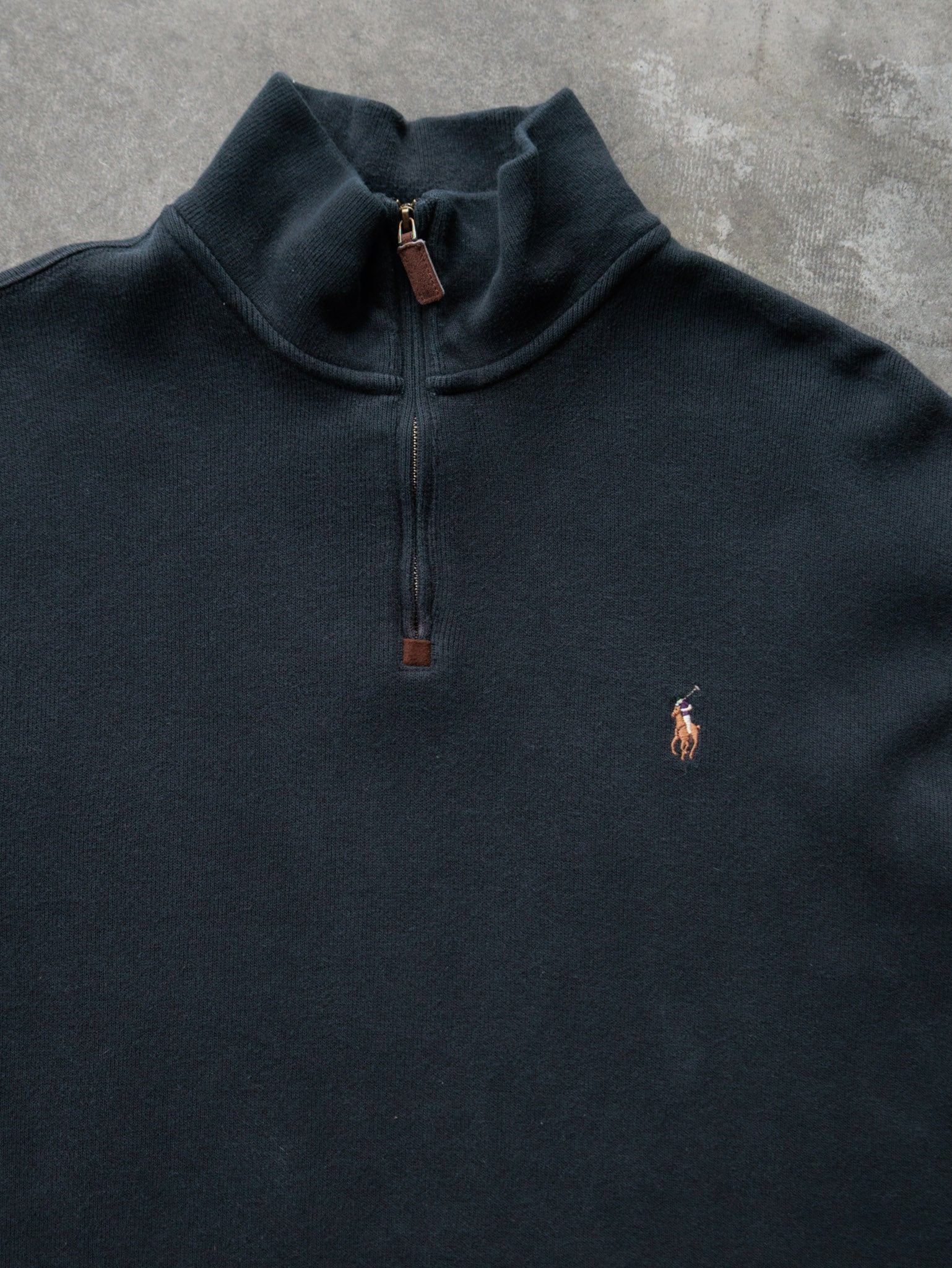 Vintage Black Polo Ralph Lauren Fleece Quarter Zip (L)