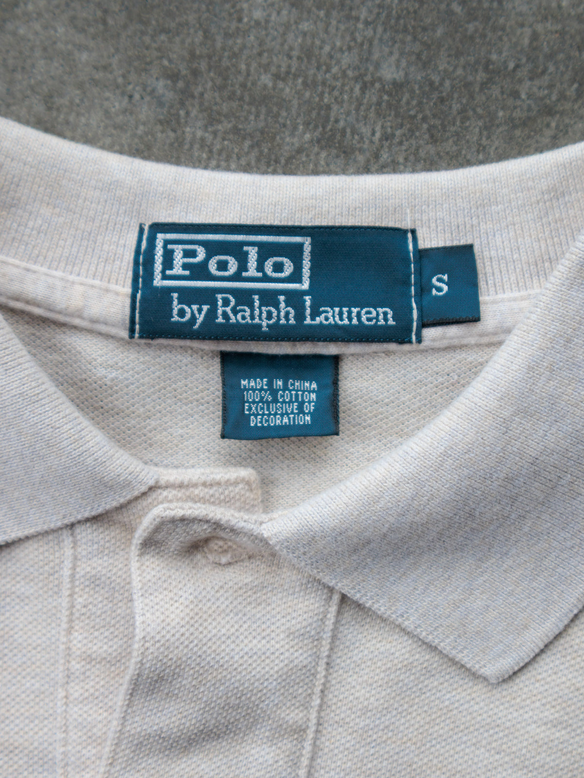 Vintage 00s Beige Polo Ralph Lauren Long Sleeve Polo Shirt (S)