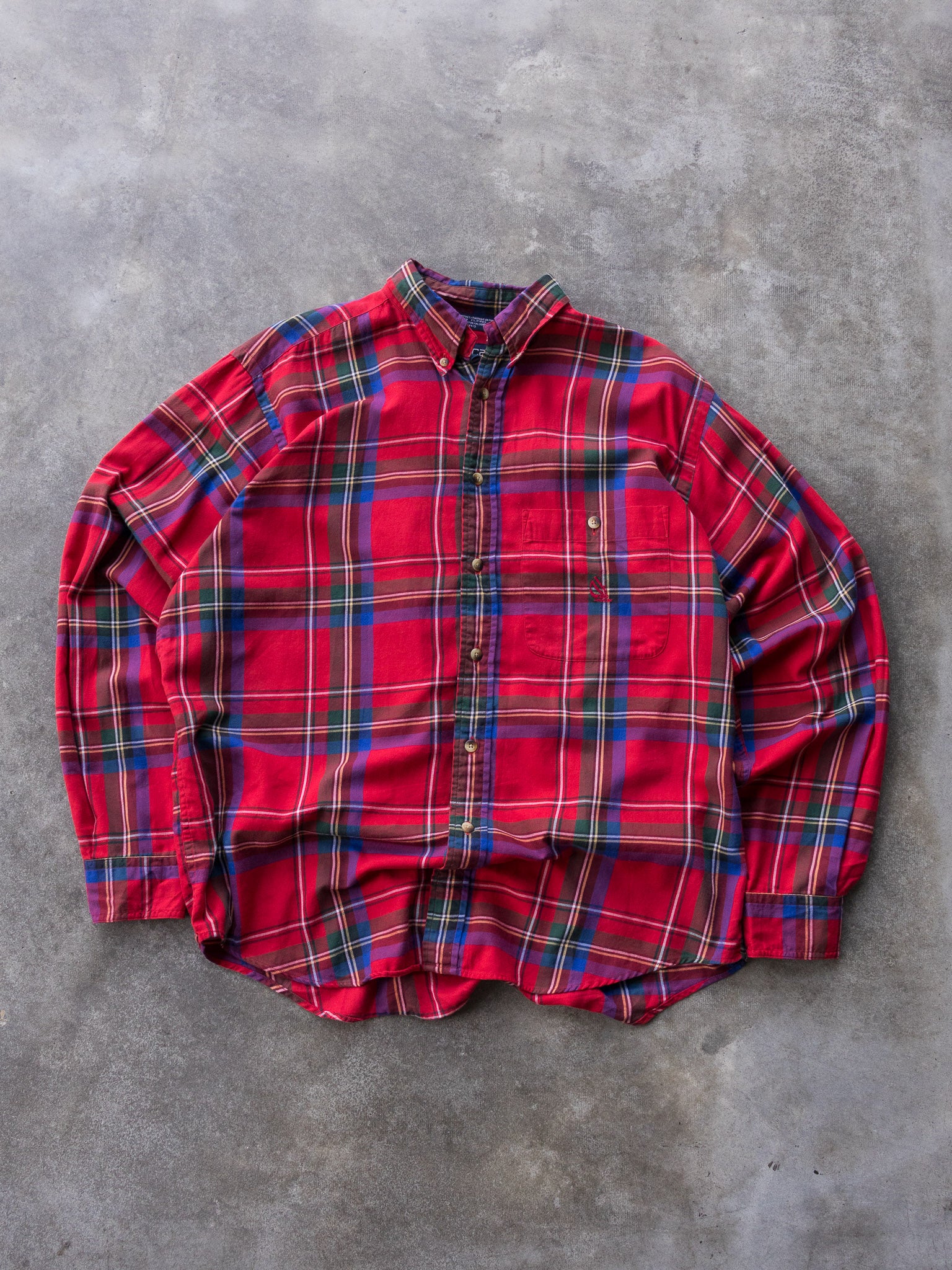 Vintage 00s Red & Blue Nautica Plaid Shirt (M)