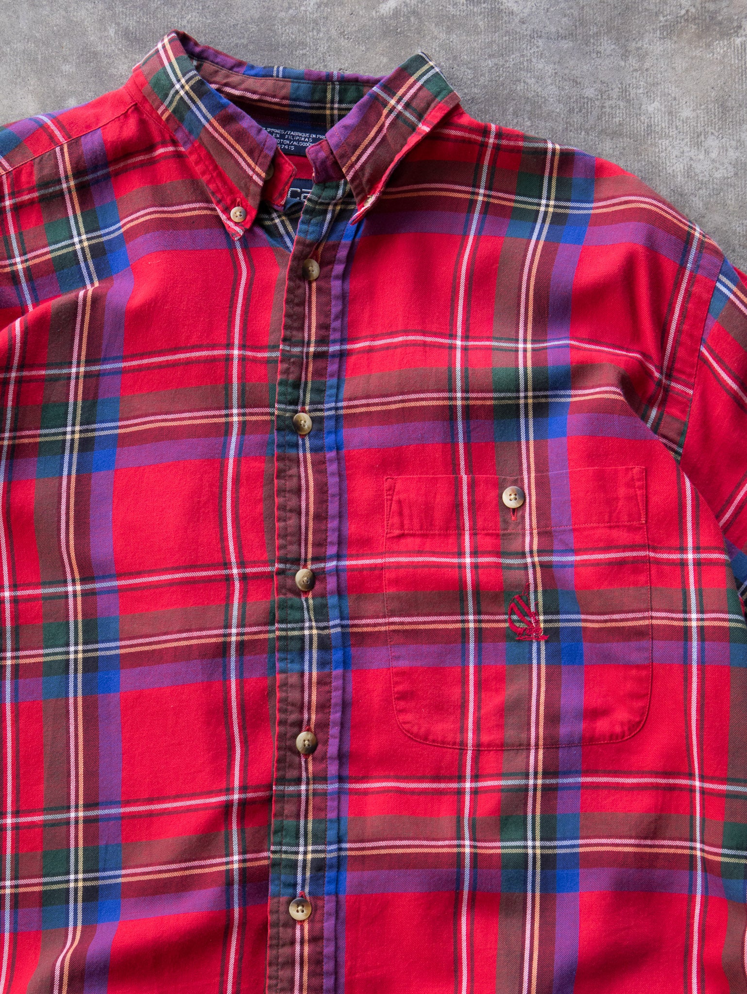 Vintage 00s Red & Blue Nautica Plaid Shirt (M)