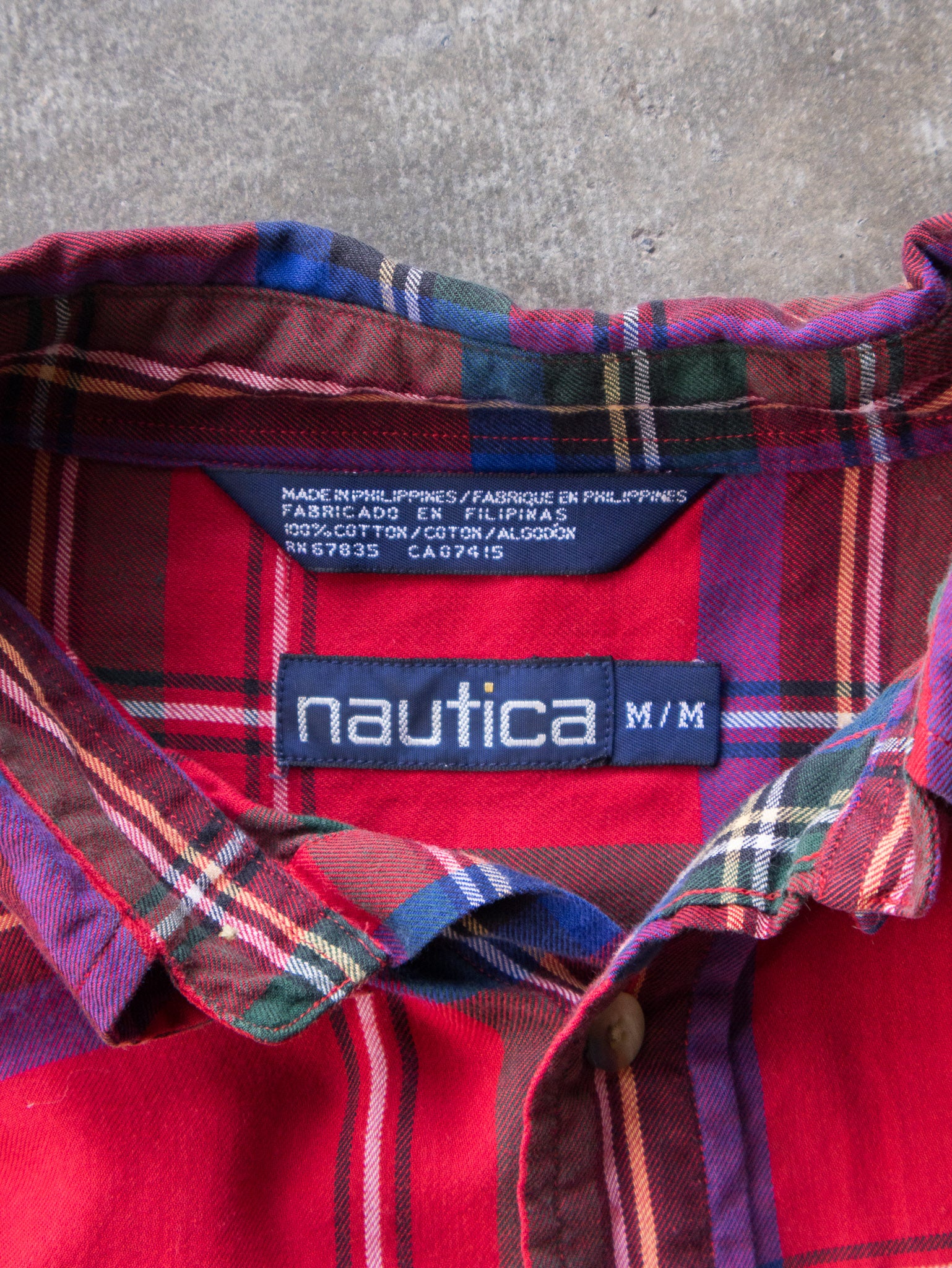 Vintage 00s Red & Blue Nautica Plaid Shirt (M)