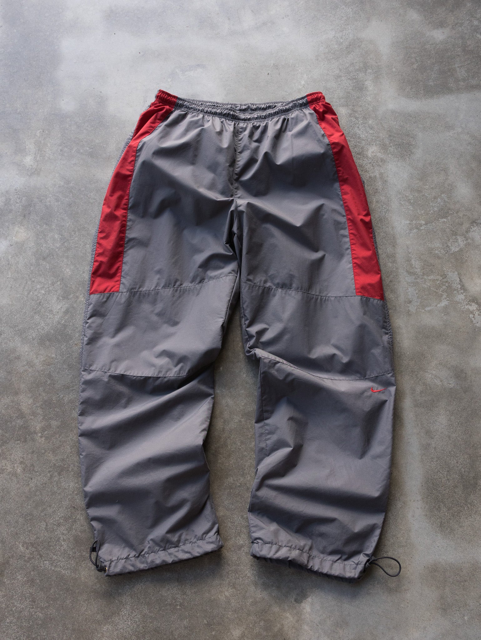 Vintage Grey & Red Nike Track Pants (L)