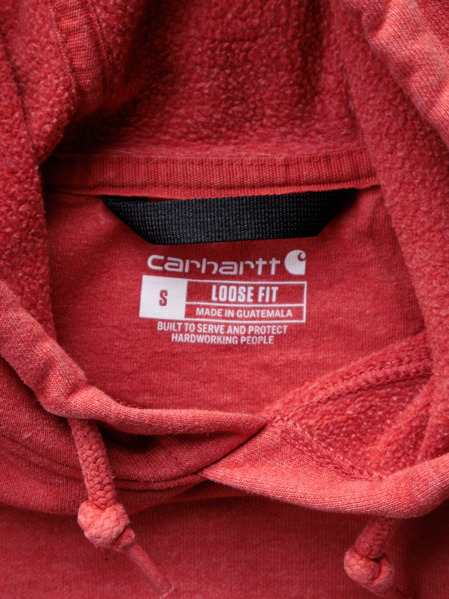 Vintage Red Carhartt Sleeve Spell Out Hoodie (S)