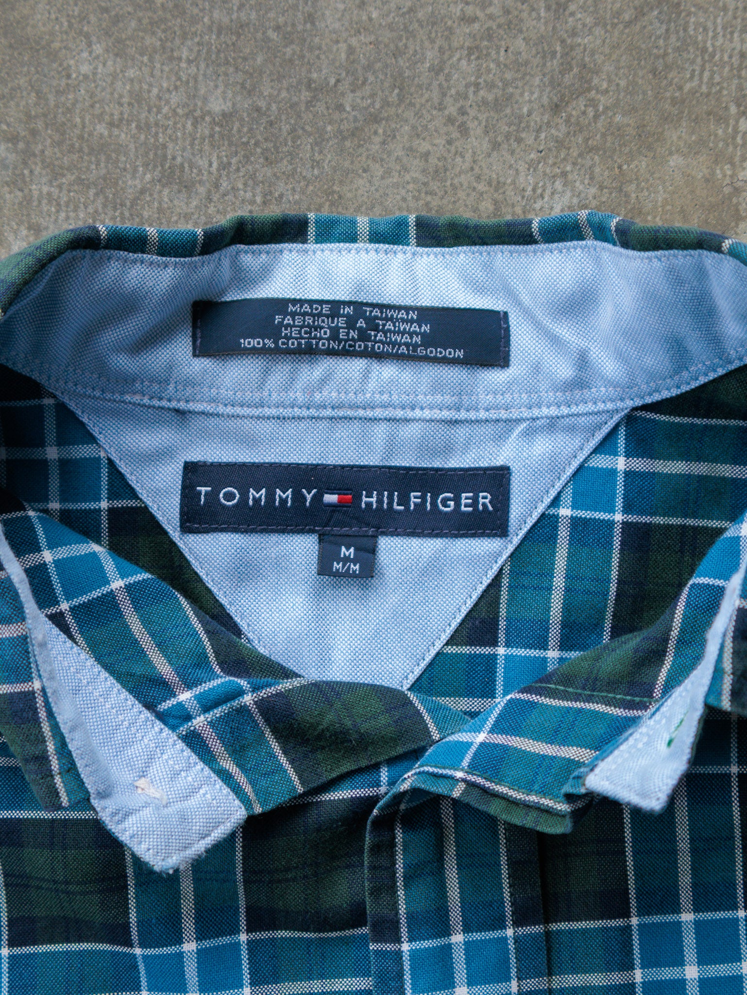 Vintage 90s Green & Blue Tommy Hilfiger Plaid Shirt (M)