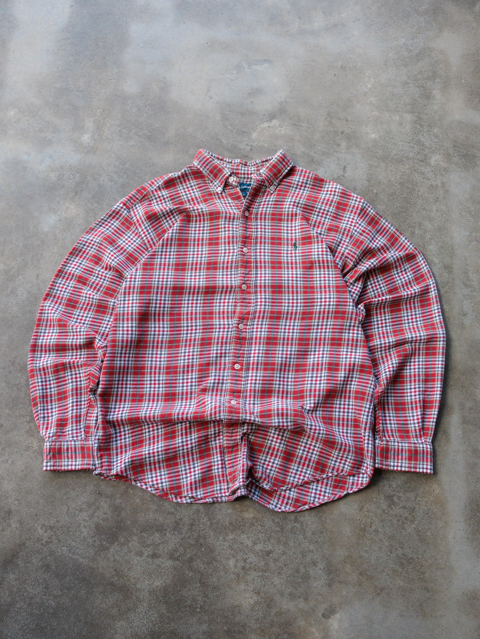 Vintage 90s Red Plaid Ralph Lauren Shirt (M)