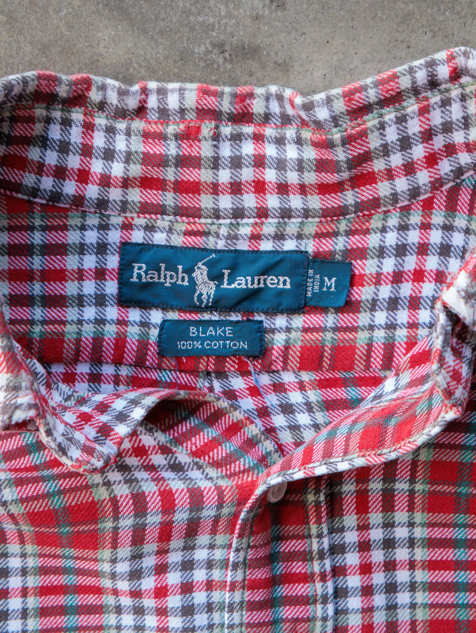Vintage 90s Red Plaid Ralph Lauren Shirt (M)