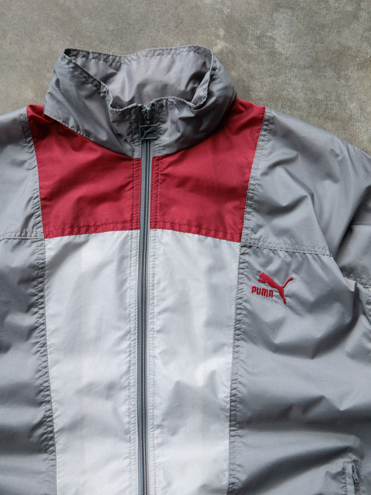 Vintage 90s Grey Puma Colourblock Windbreaker (M)