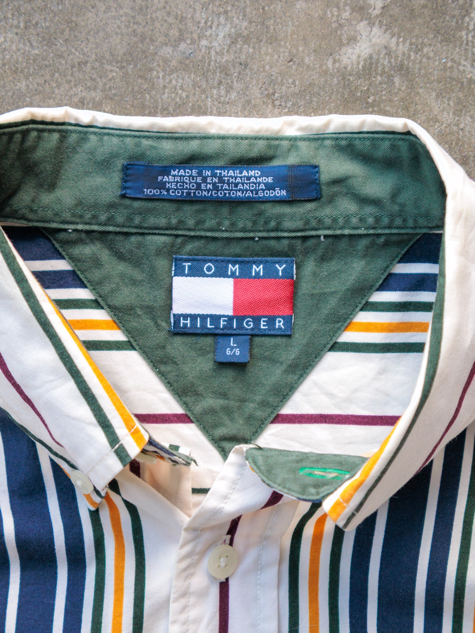 Vintage 90s Multi Colour Tommy Hilfiger Striped Shirt (L)