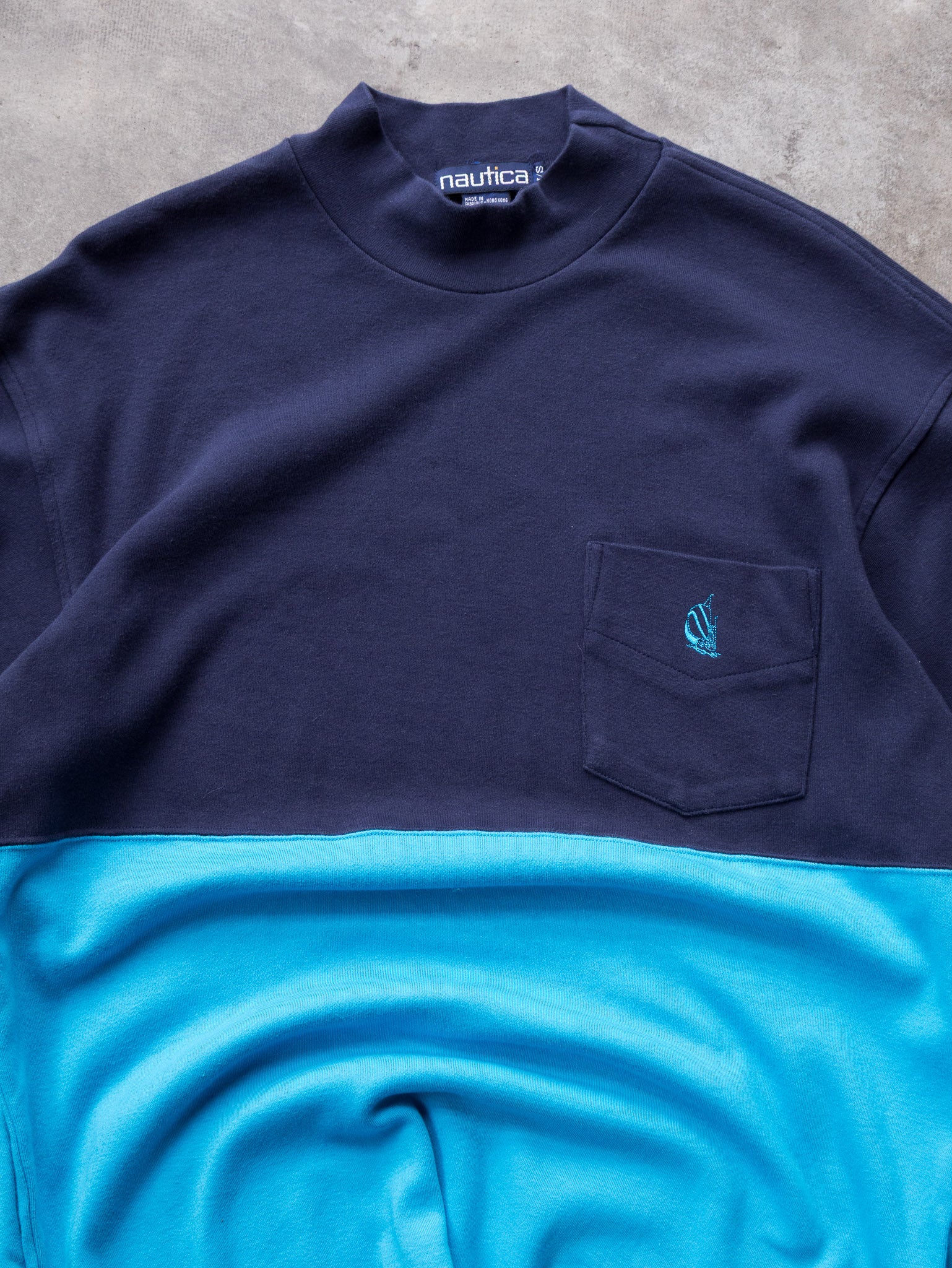 Vintage 90s Navy & Blue Nautica Mock Neck Long Sleeve (S)