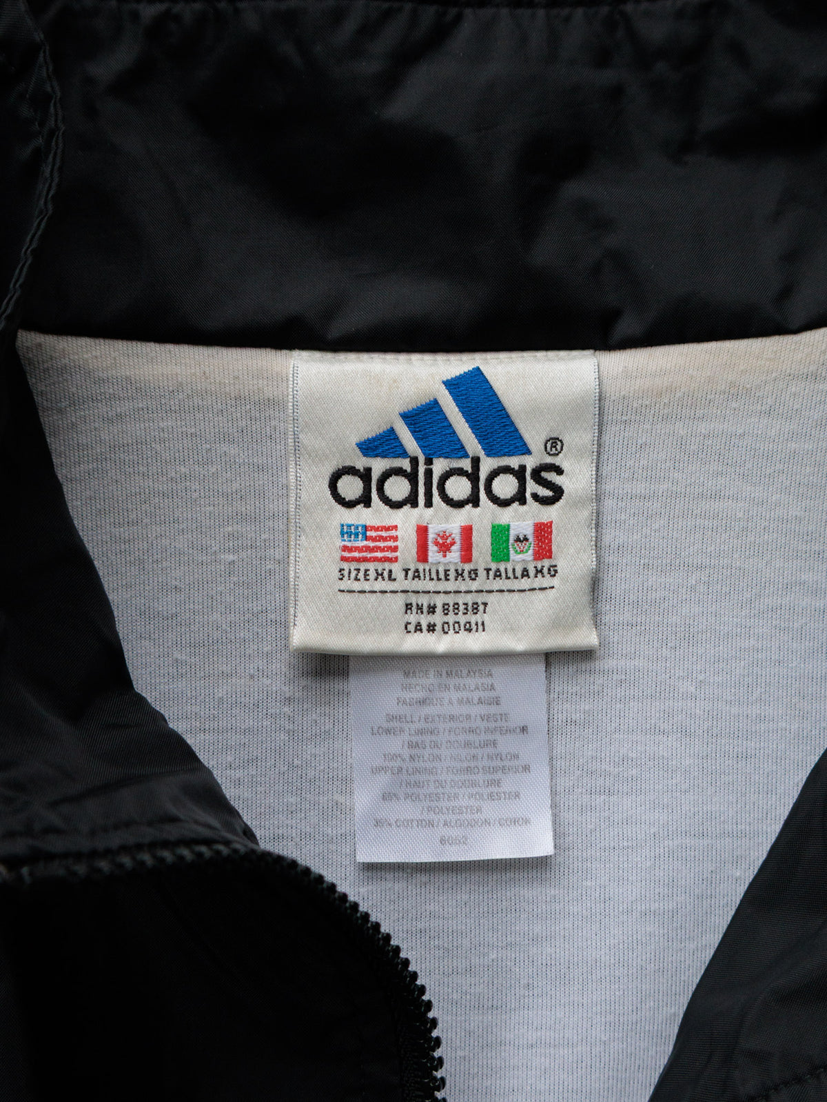 Vintage 90s Black Adidas Windbreaker (XL)