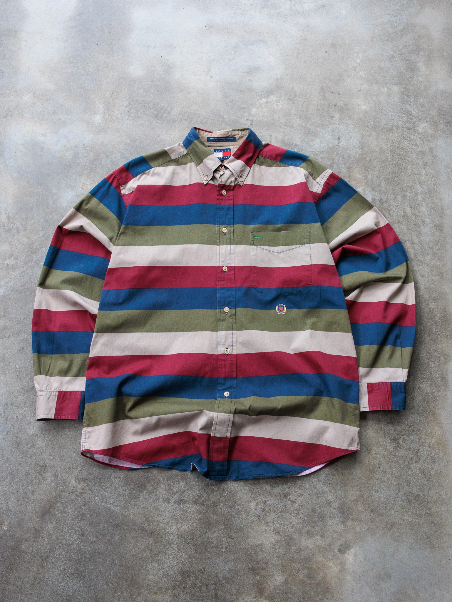 Vintage 90s Multi Colour Tommy Hilfiger Striped Shirt (M)