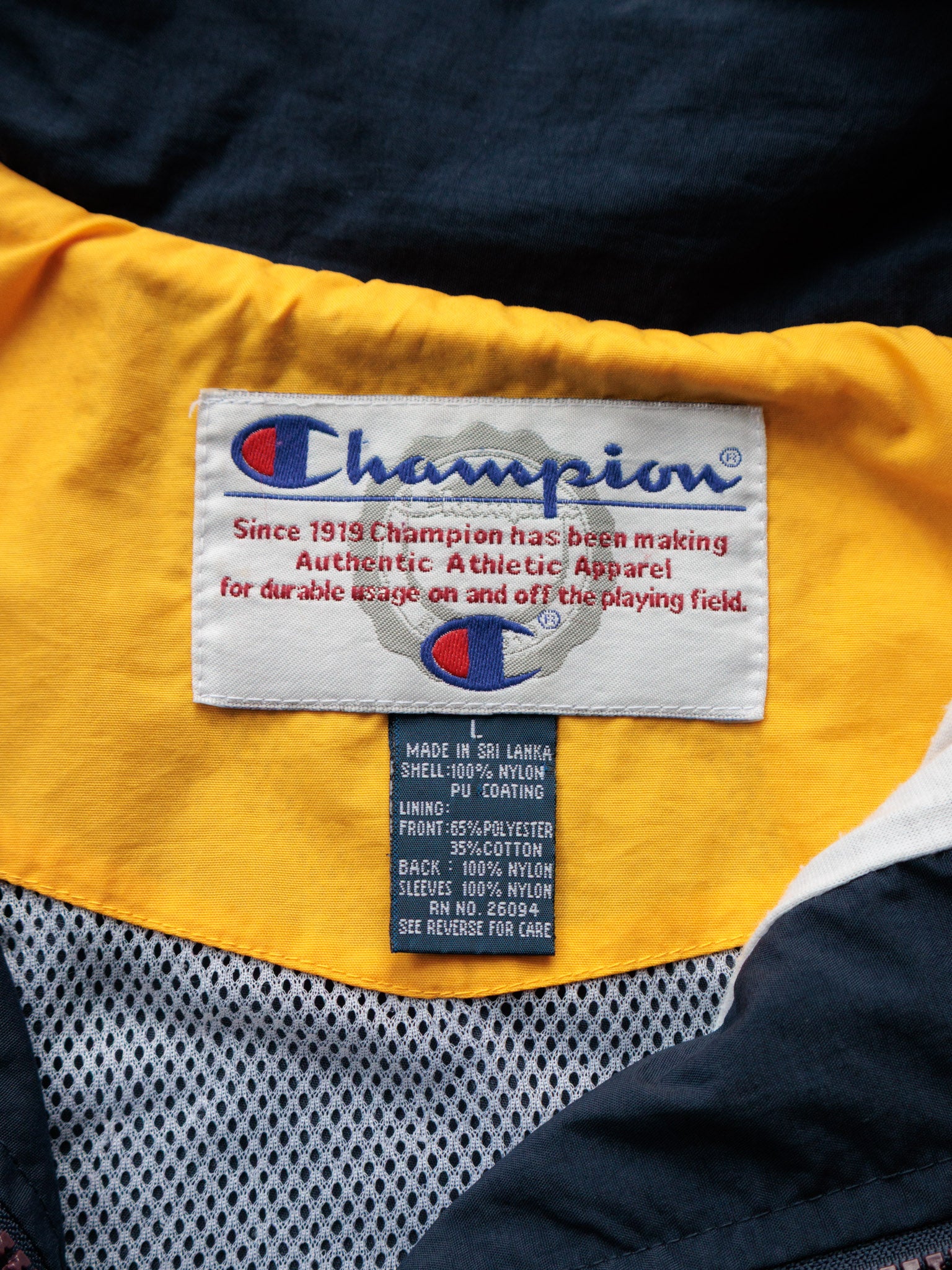 Vintage 90s Navy Champion Colourblock Windbreaker (L)