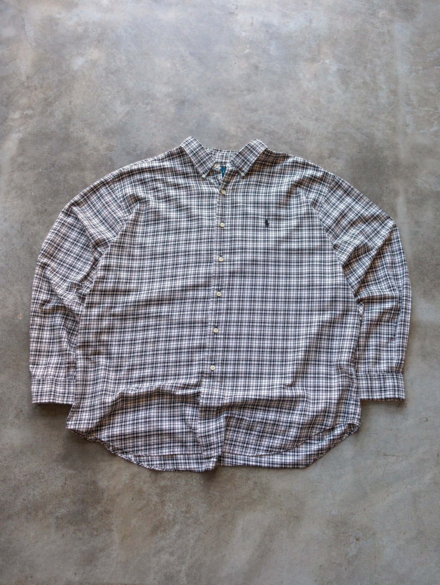 Vintage 90s Black & White Ralph Lauren Checked Shirt (XL)