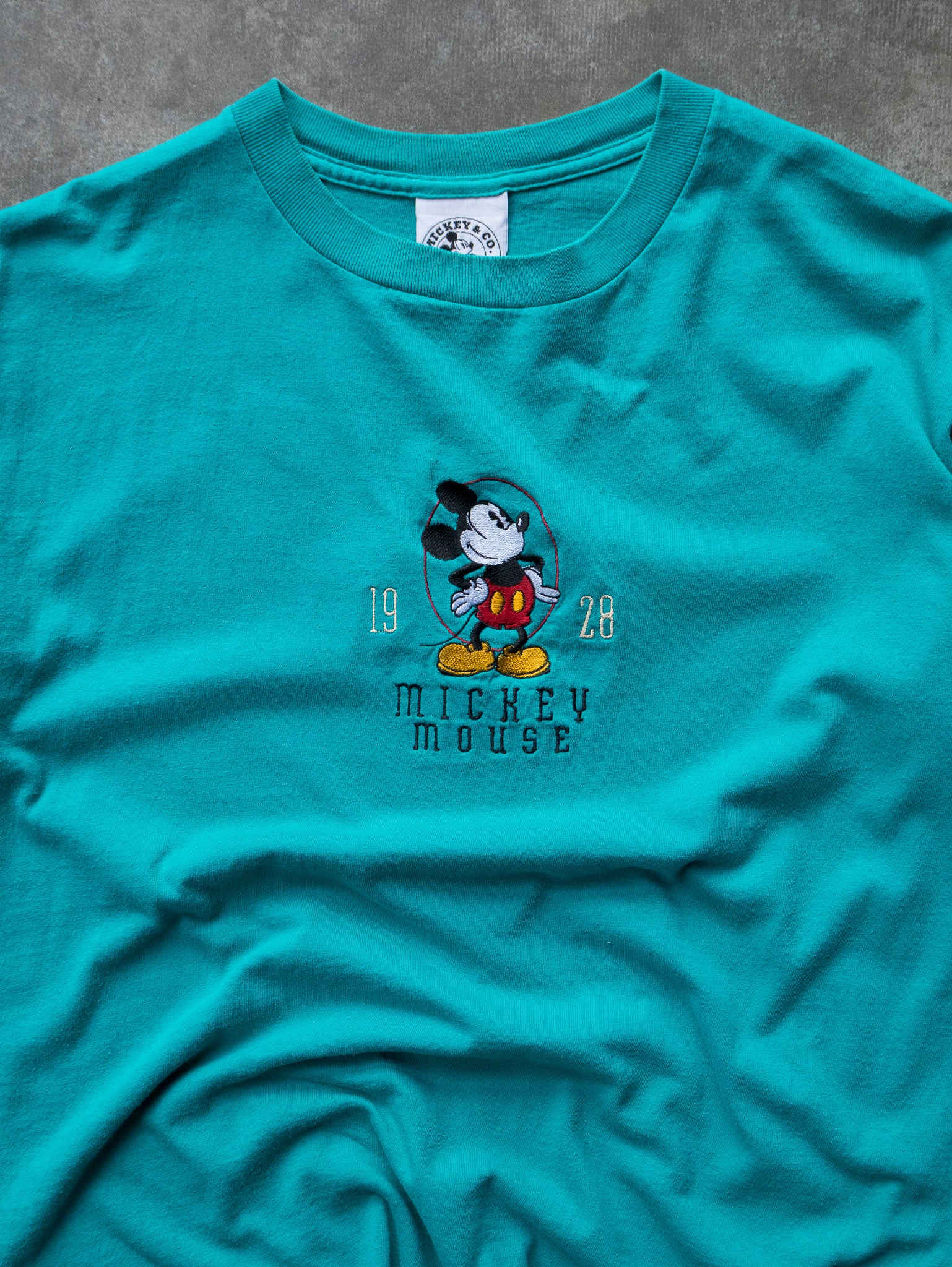 Vintage Teal Mickey Mouse Tee (L)