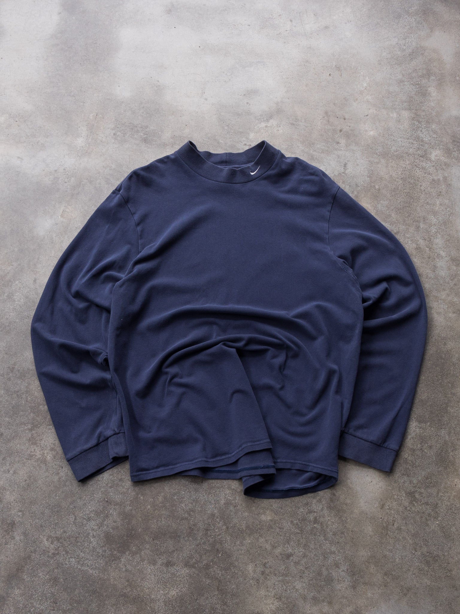 Vintage 00s Navy Nike Swoosh Mock Neck Long Sleeve (L)